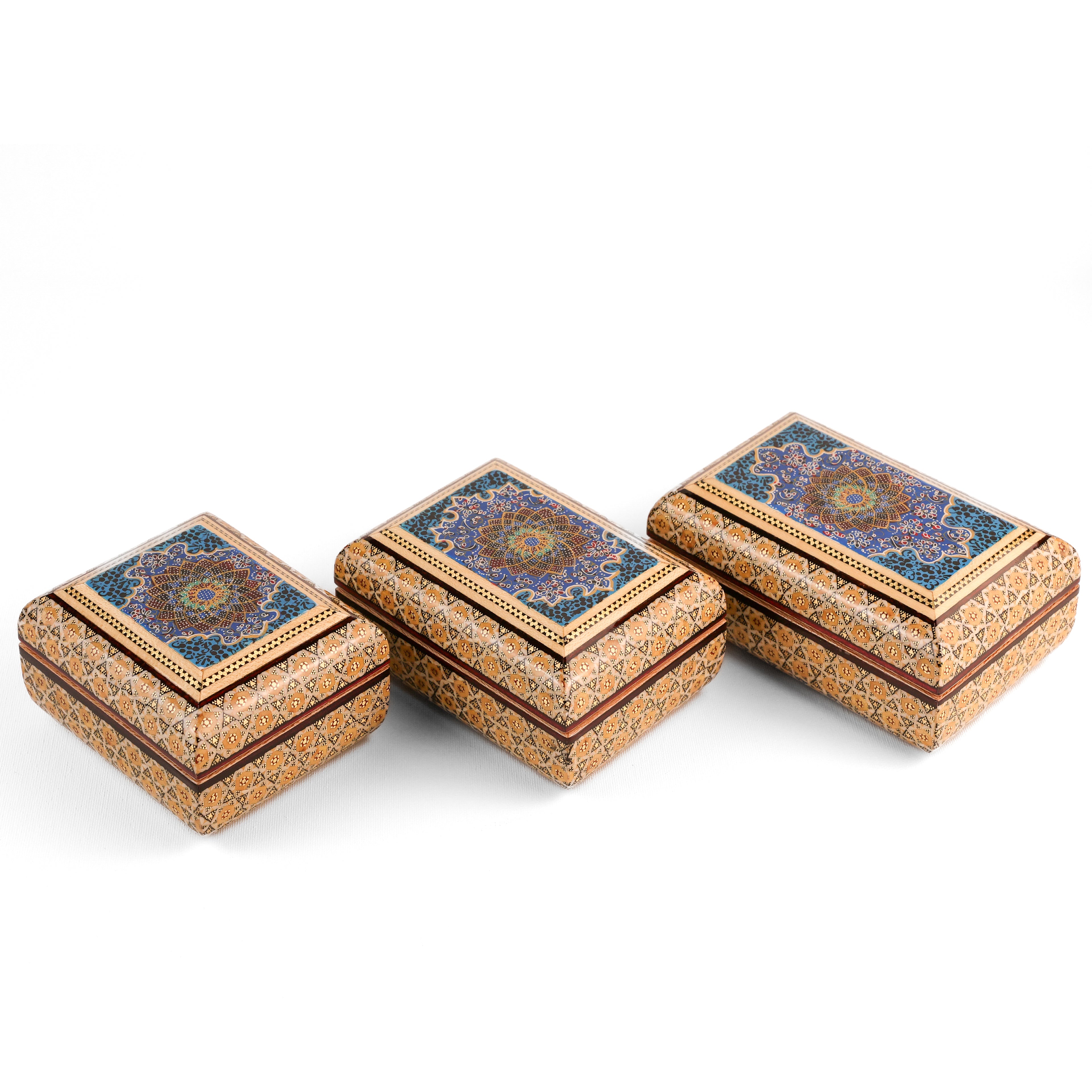 Jewelry Box - Large - Full Bone Khatam - Tazhib Painting Lid