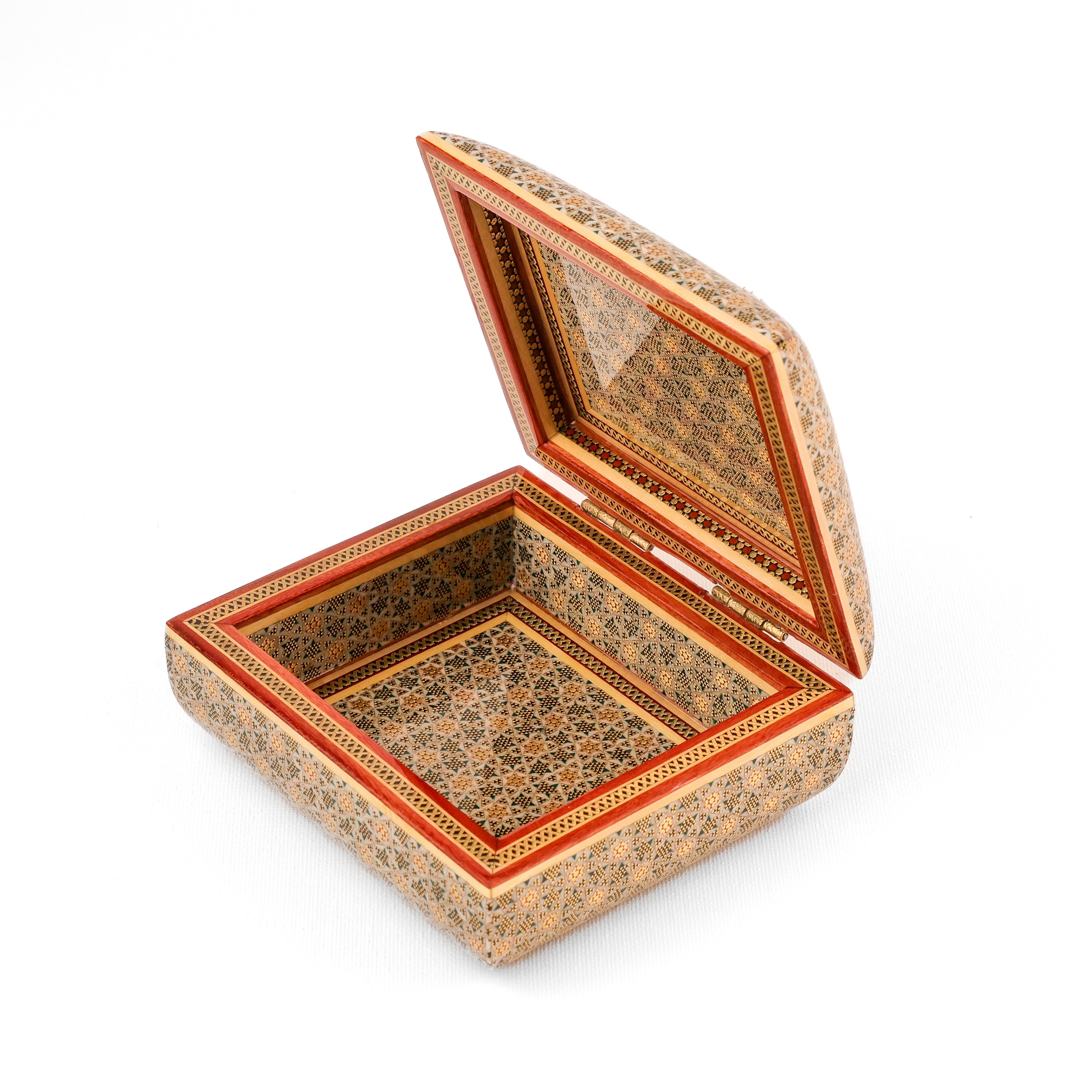 Jewelry Box - Size 12x11 - Full Bone Khatam - 6-Bone Design - Khatam Interior
