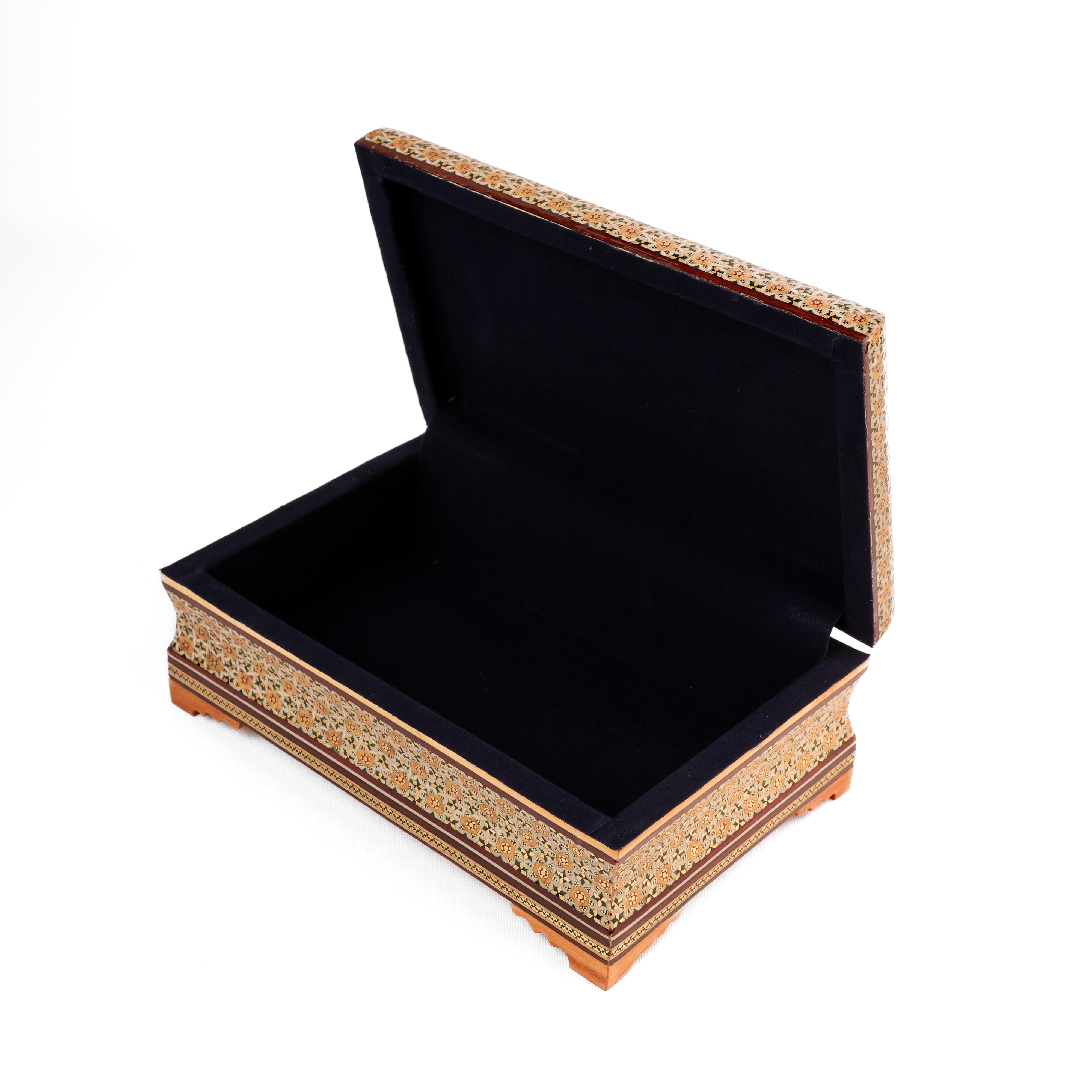 علبة - مقاس 22×14 - تصميم فاخر بنقشة زهور - بطانة داخلية مخملية - غطاء منقوش