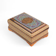 علبة - مقاس 22×14 - تصميم زهري فاخر - بطانة داخلية مخملية - غطاء من قماش التذهيب