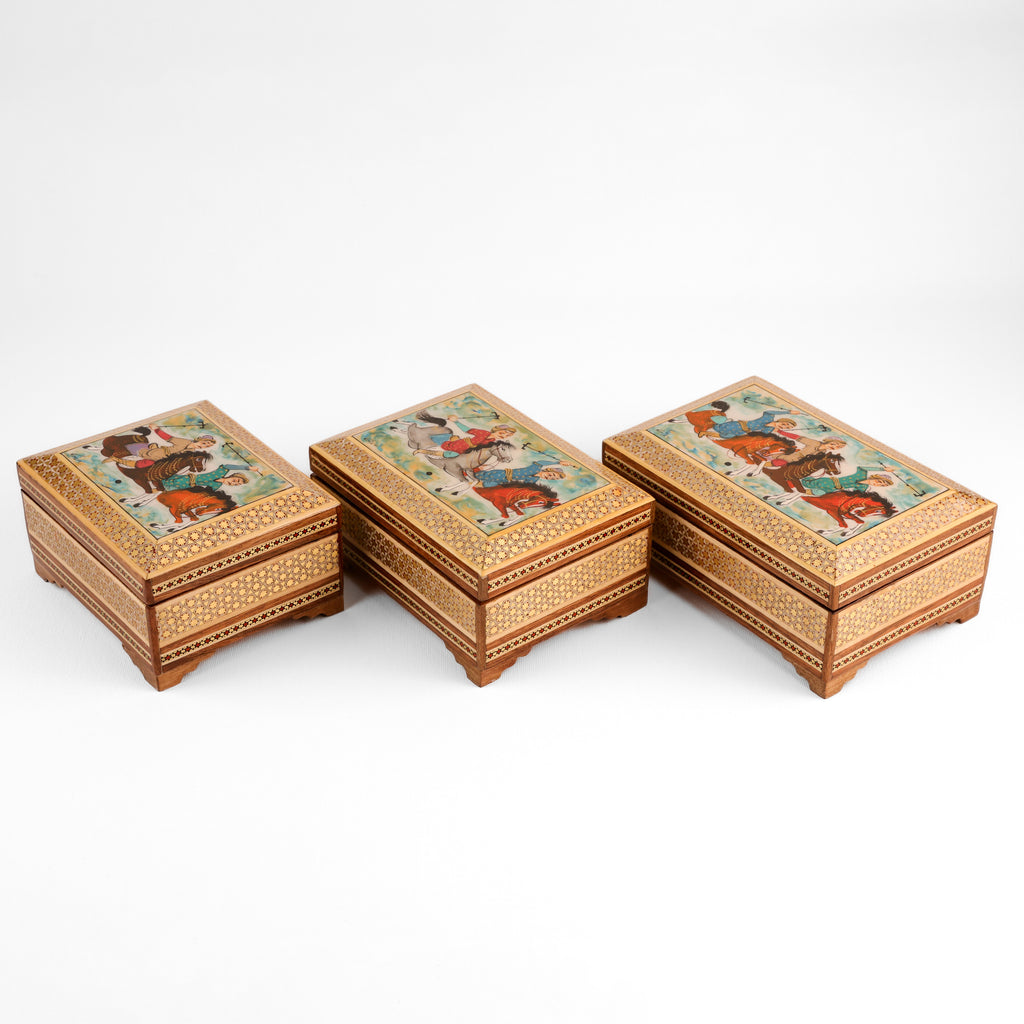 Khatam Bowl Box - Wire Khatam - Inner Beech - Polo Lid