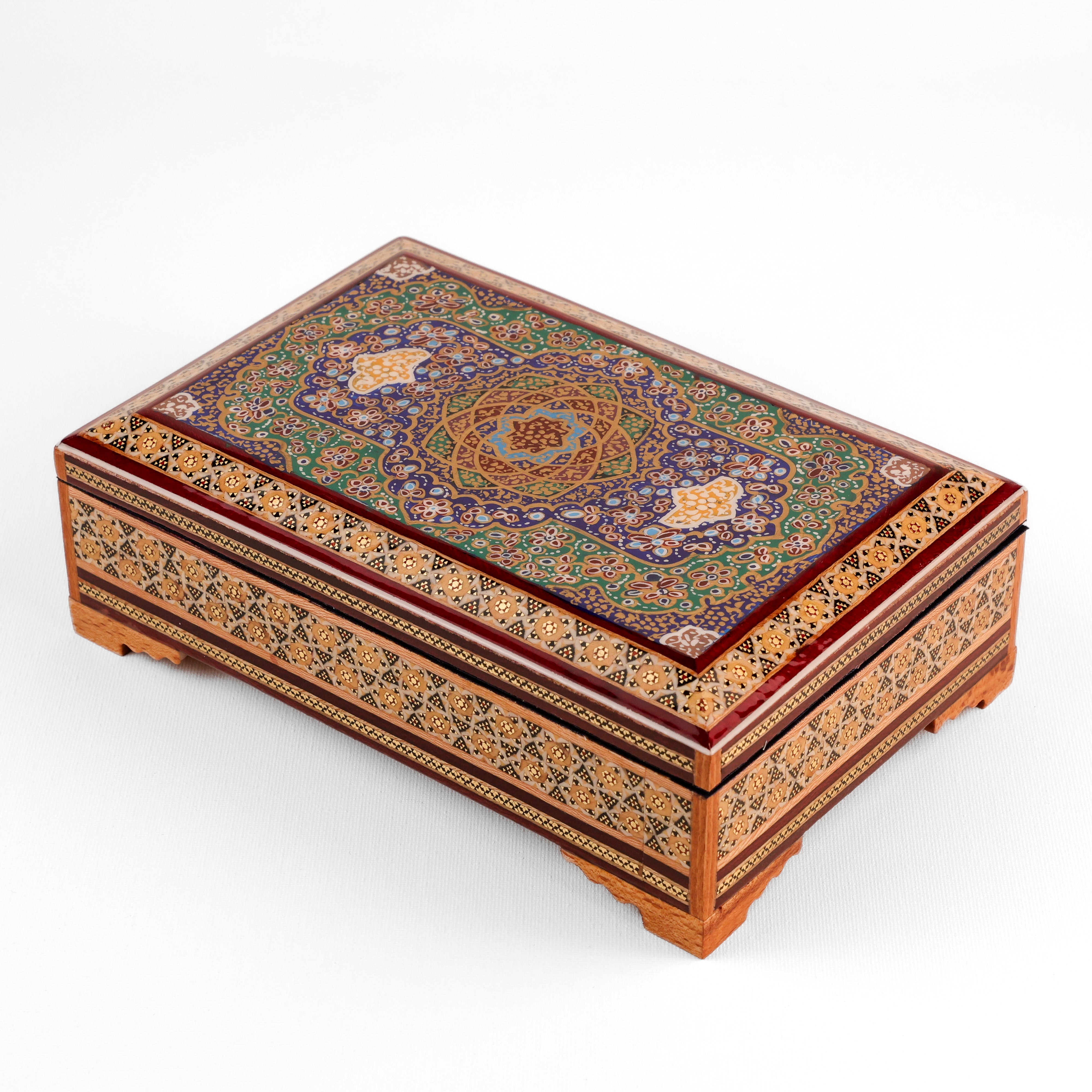 صندوق - مقاس 22×14 - عادي منقوش - مخمل داخلي - غطاء تازيب