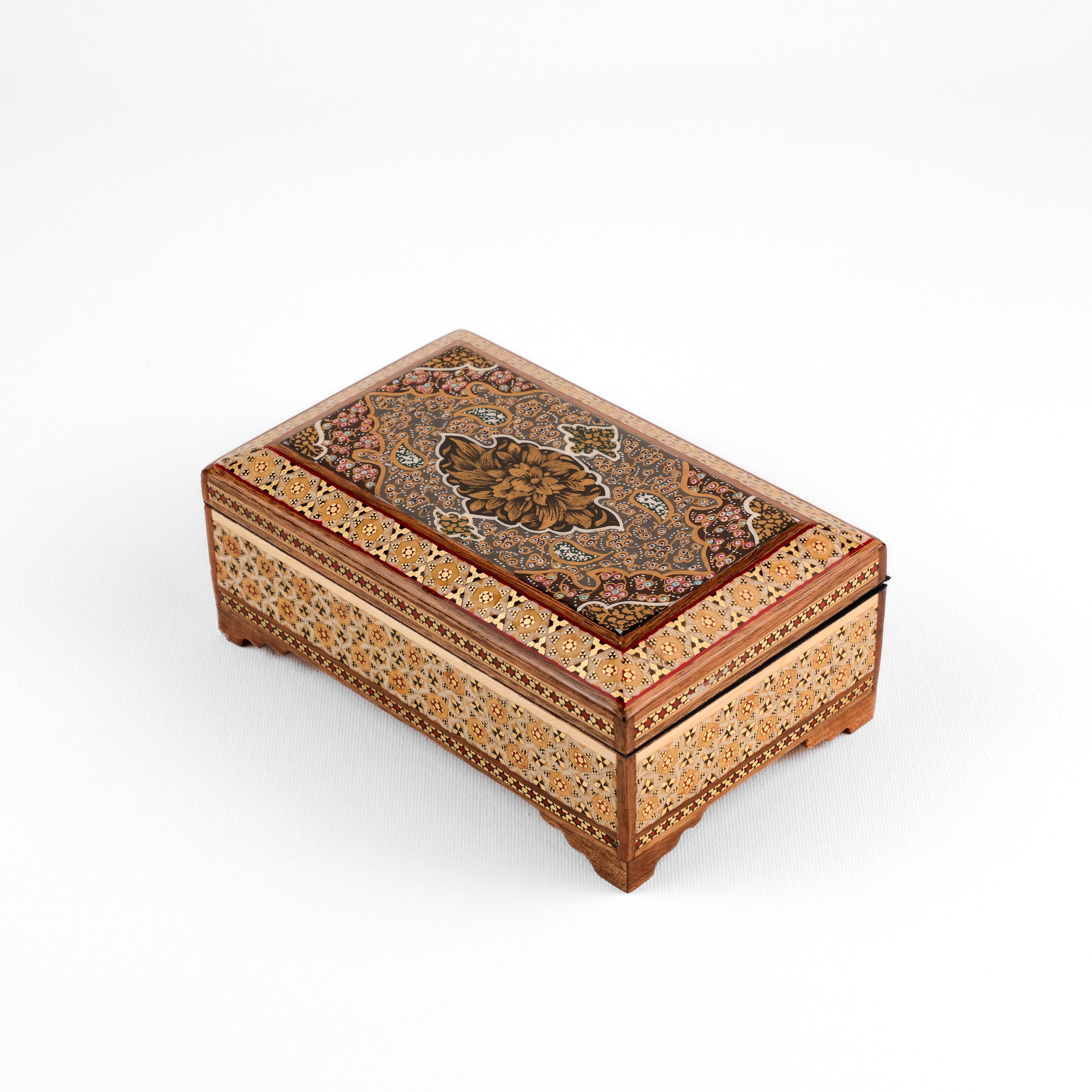 علبة خاتم مسطحة الجوانب - فاخرة - مخمل داخلي - غطاء فاخر