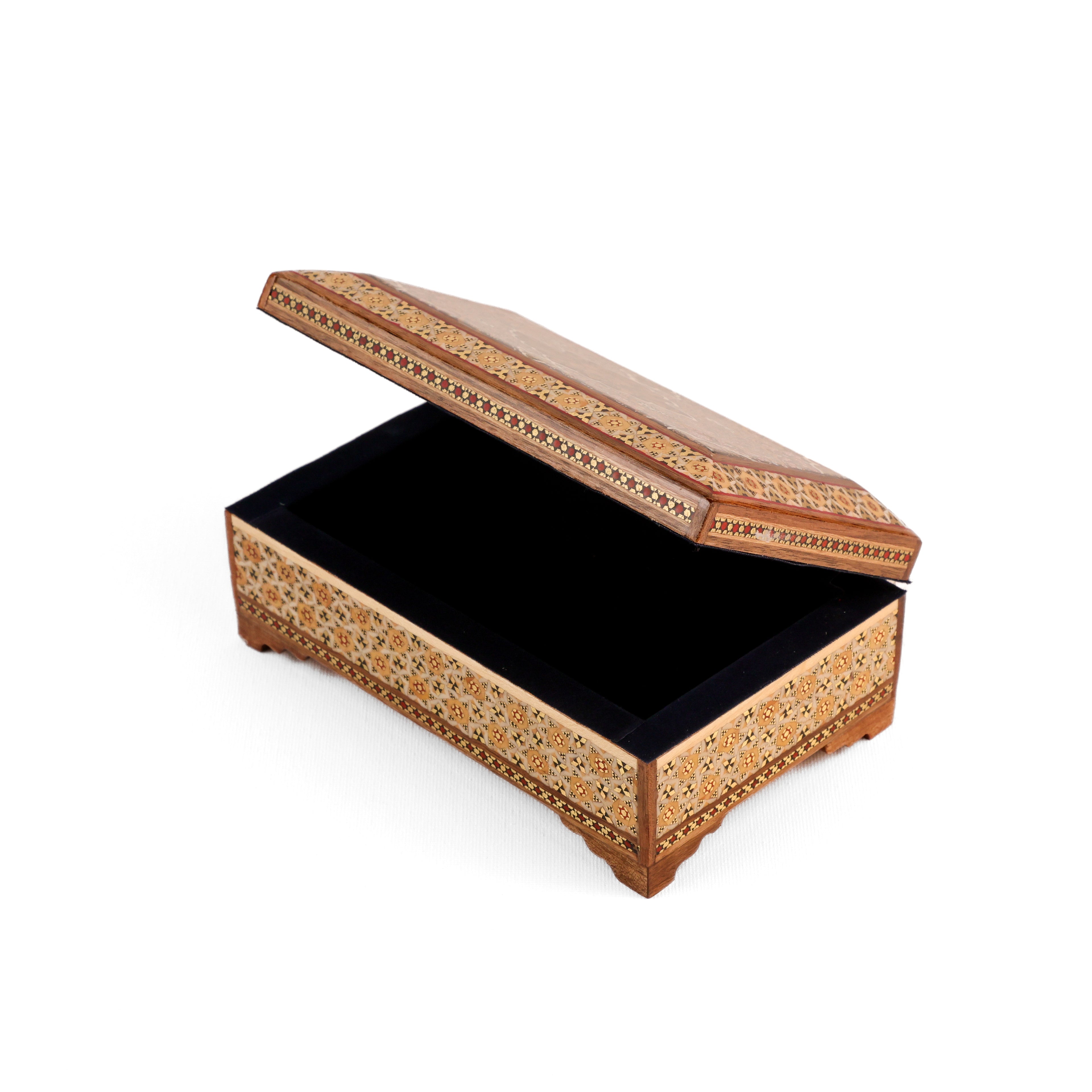 Flat-Side Khatam Box - Premium - Inner Velvet - Tazhib Lid