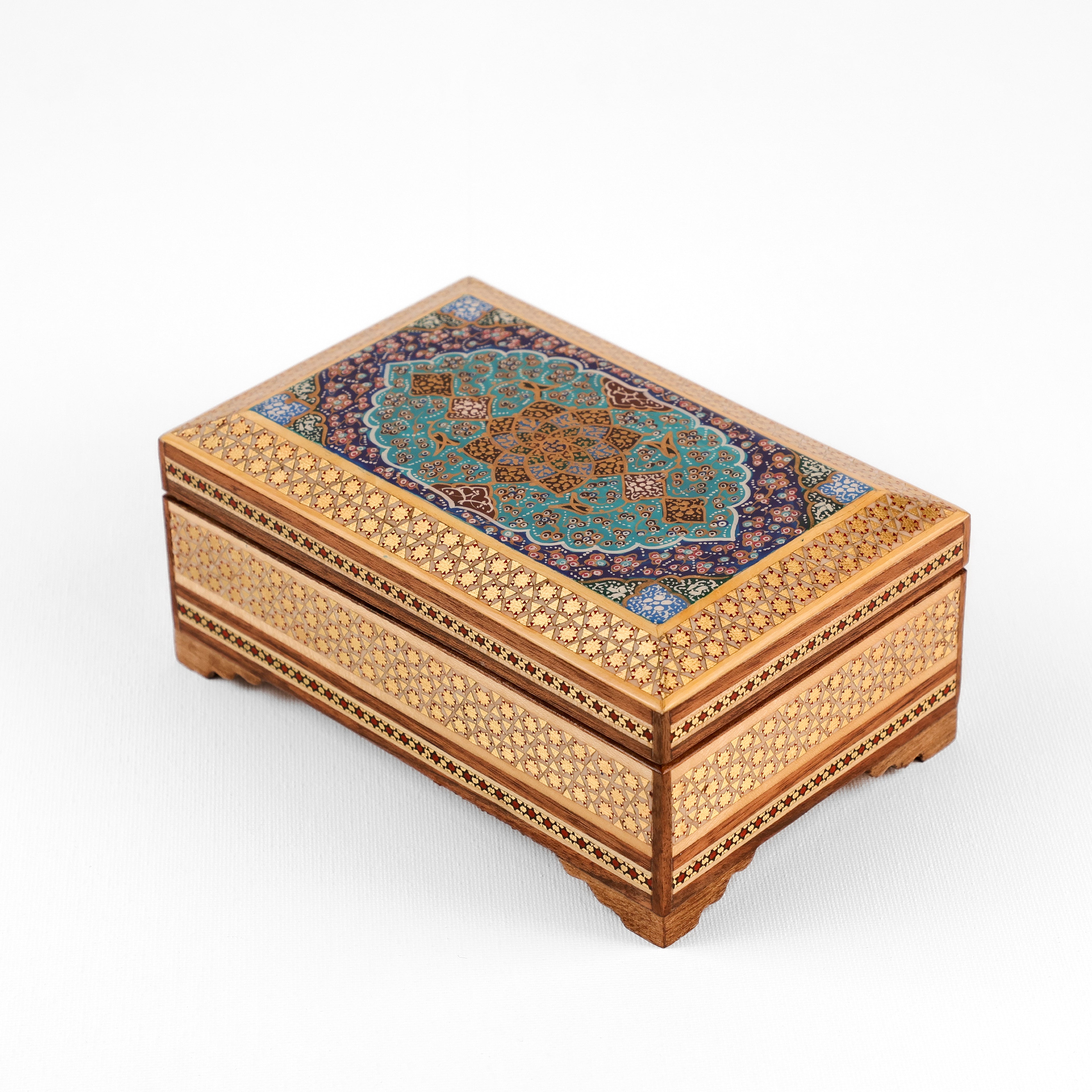 Flat-Side Khatam Box - Premium - Inner Beech - Tazhib Lid