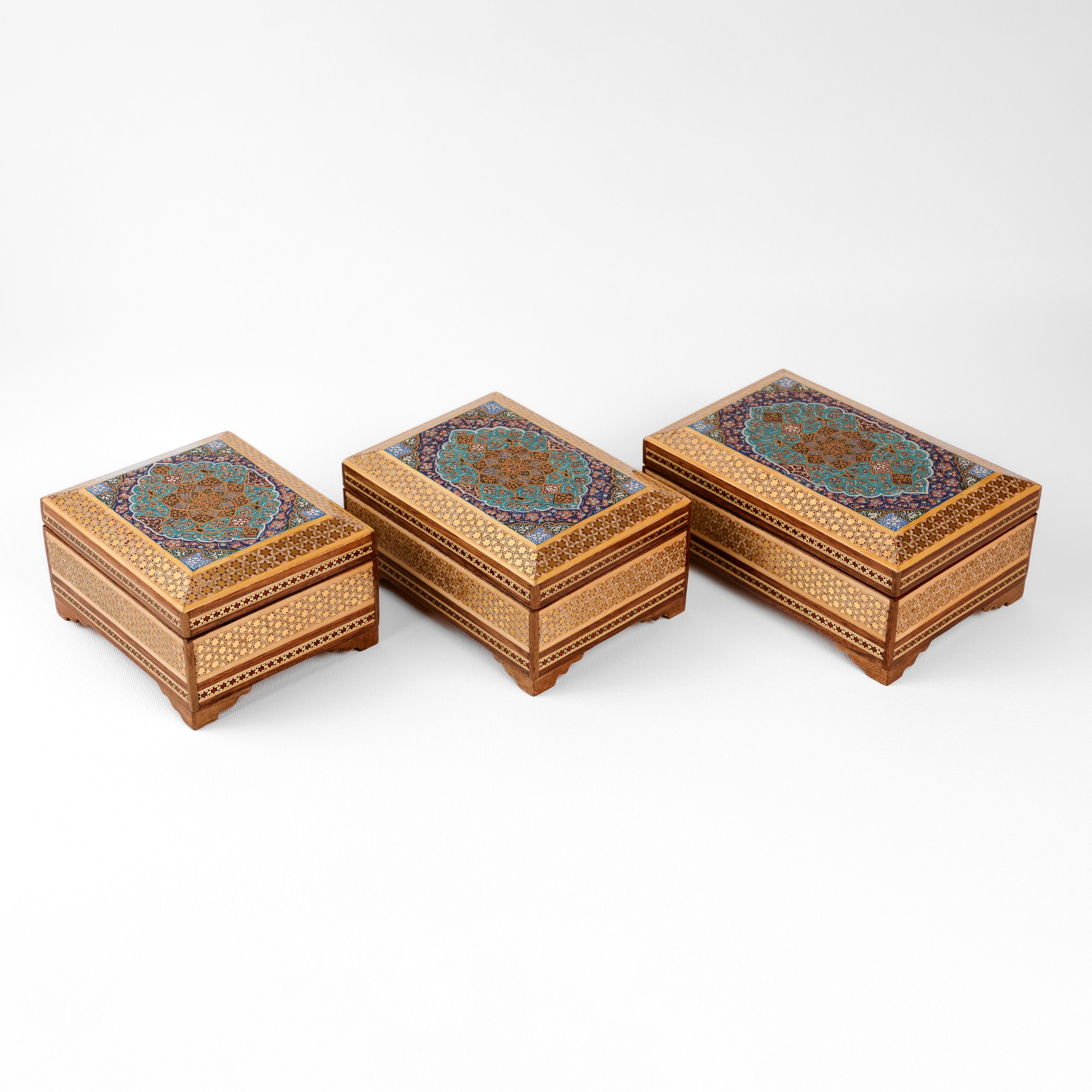 Flat-Side Khatam Box - Premium - Inner Beech - Tazhib Lid