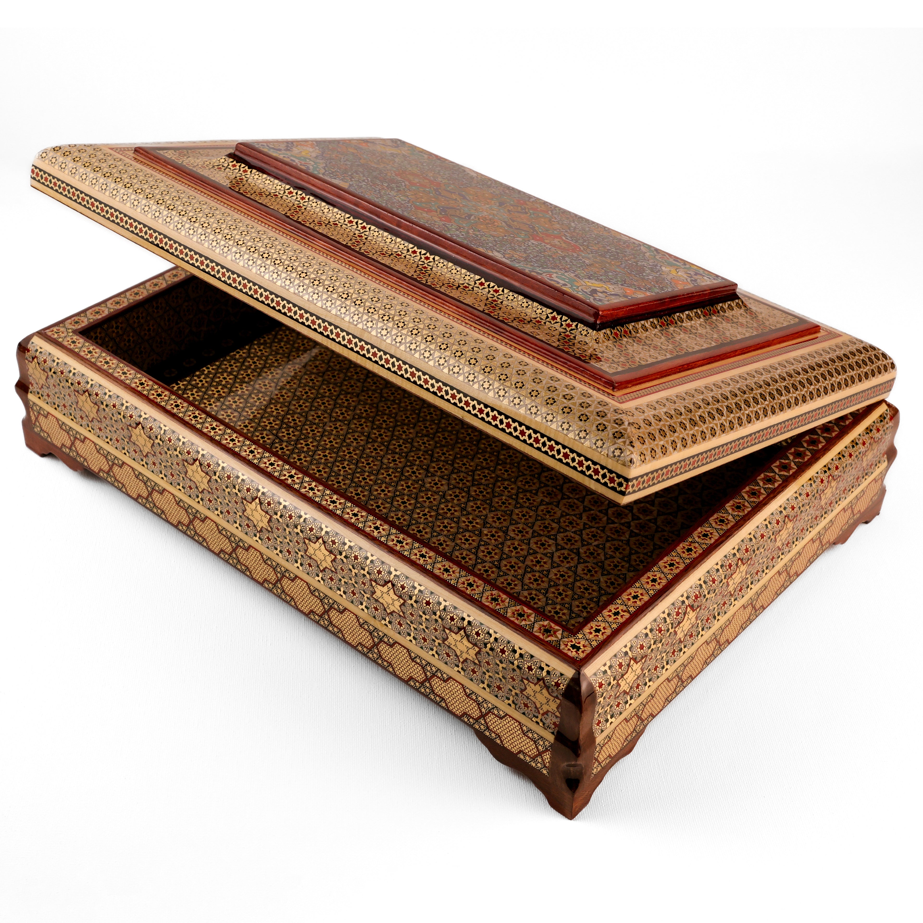 Quran Box - Size 25x35 - Full Khatam - Tazhib Lid - Rounded Bowl Shape