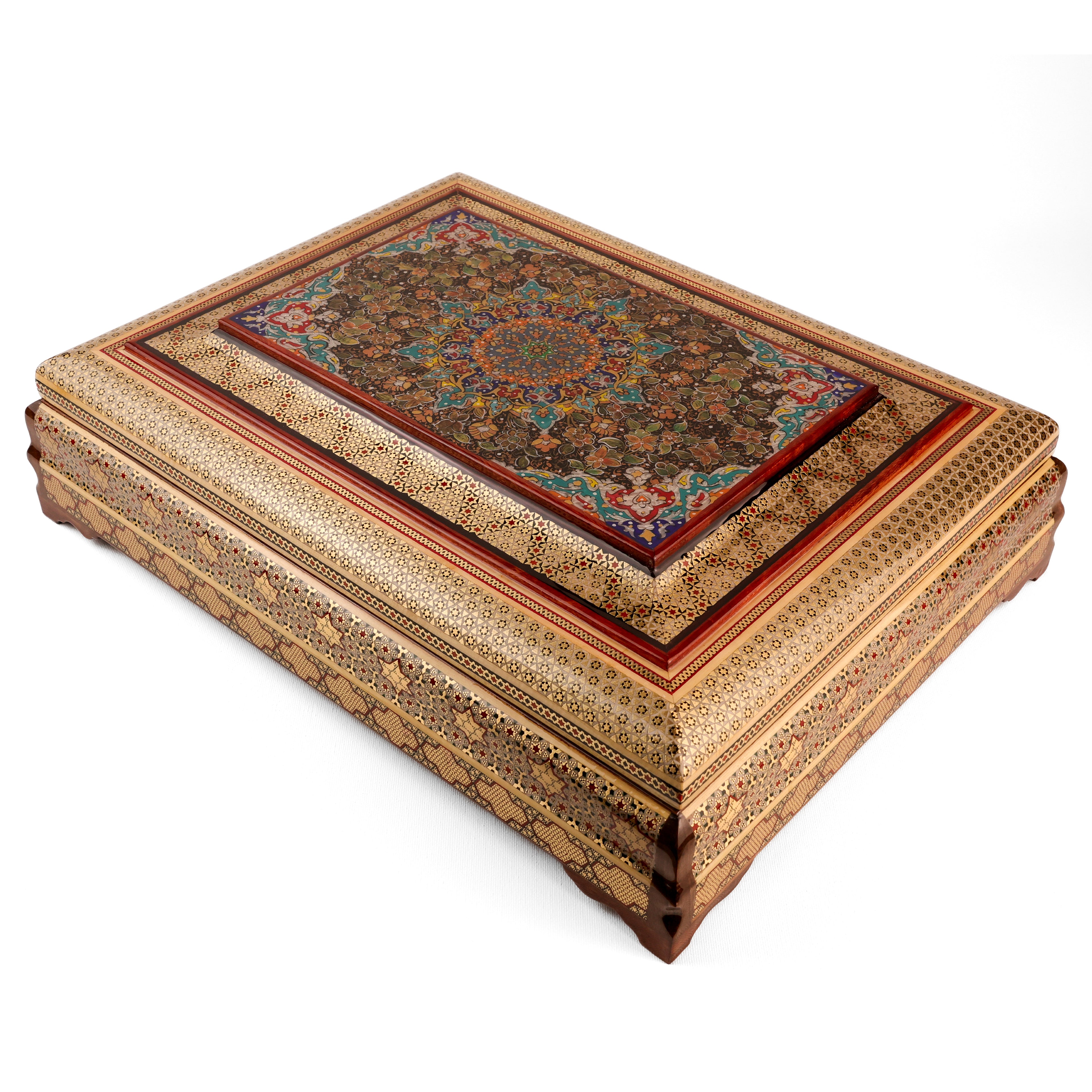 Quran Box - Size 30x40 - Full Khatam - Tazhib Lid - Rounded Bowl Shape