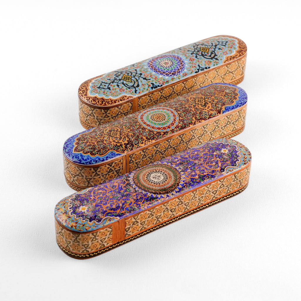 Sliding Pen Case - Medium - Tazhib Hand-Painted Lid