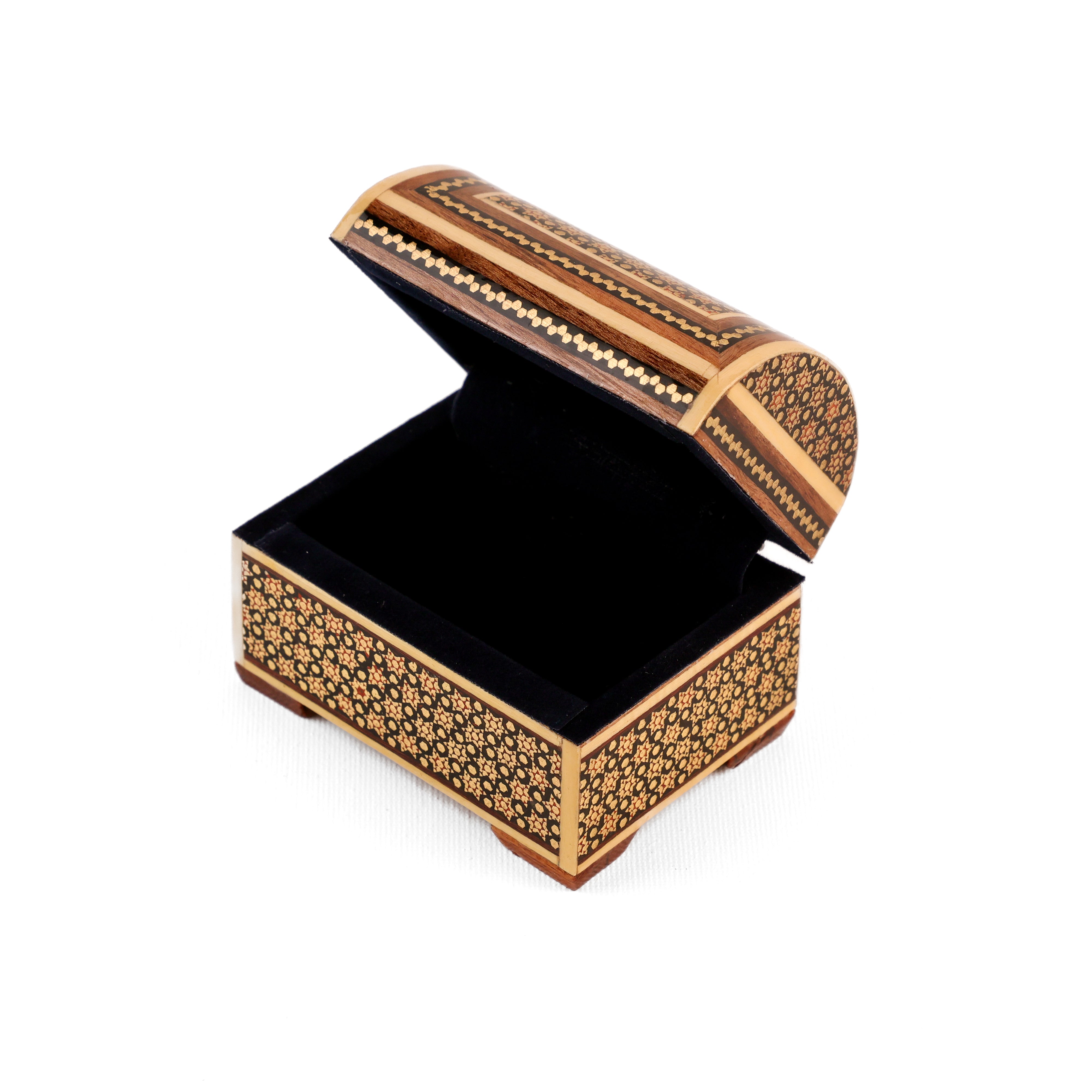 صندوق - مقاس 8x6 - طراز المجاري - غطاء زجاجي خاتم - داخلي مخمل