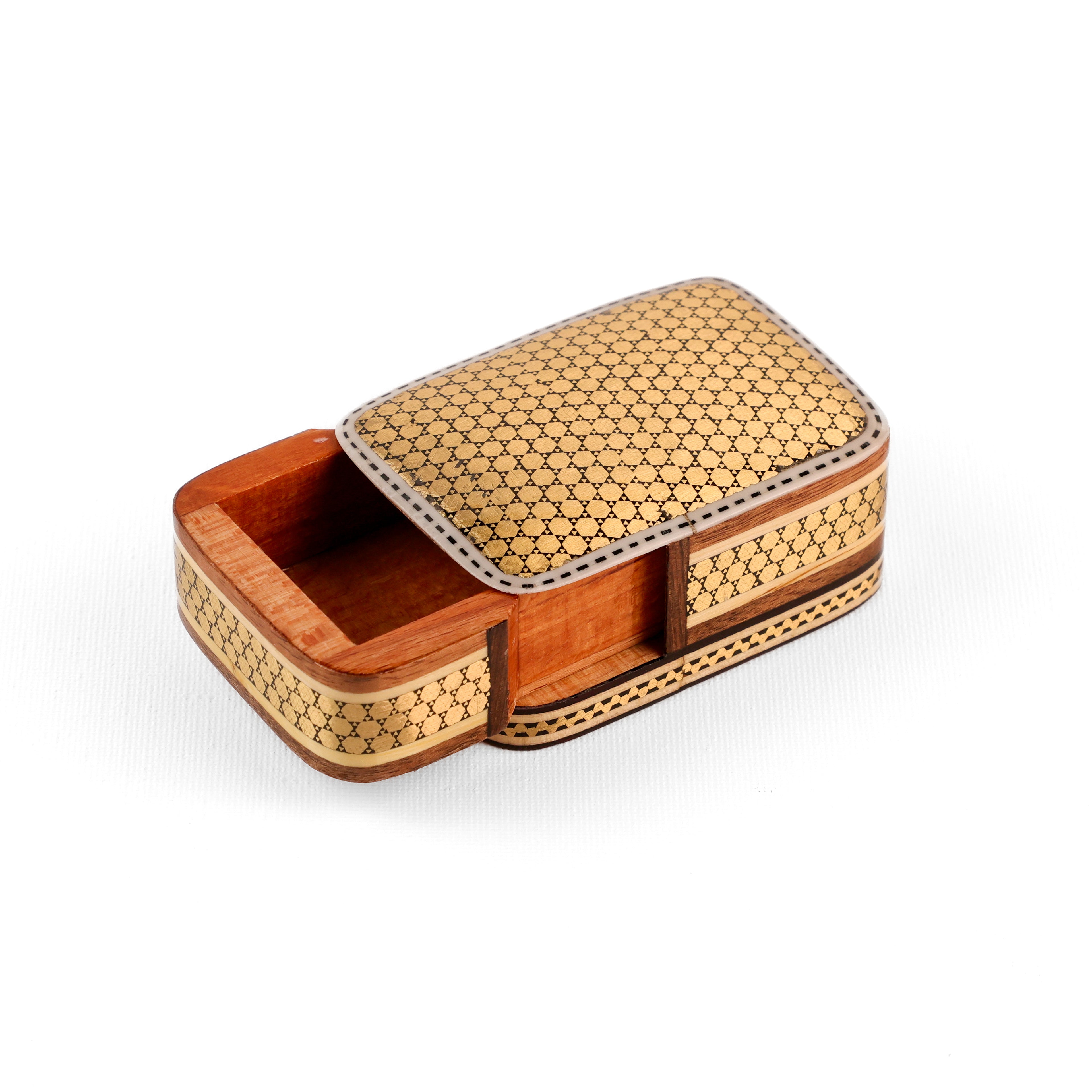 Coin Box with Drawer - Rectangular - Star Khatam - Black