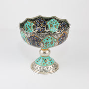 وعاء - مقاس 16 - وعاء للمكسرات - منقوش ومطلي - لون فيروزي