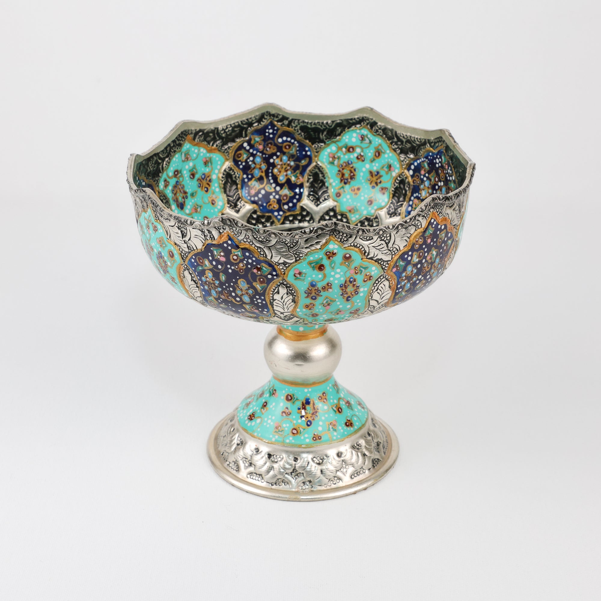 Bowl - Size 16 - Nut Bowl - Engraved & Painted - Turquoise Color