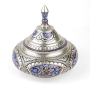 طبق حلوى - كبير - تصميم صحن طائر - نحاس ومينا - تازيب أ