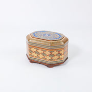 Octagonal Jewelry Box – Full Khatam – Tazhib Painting – Size 18 × 13 cm