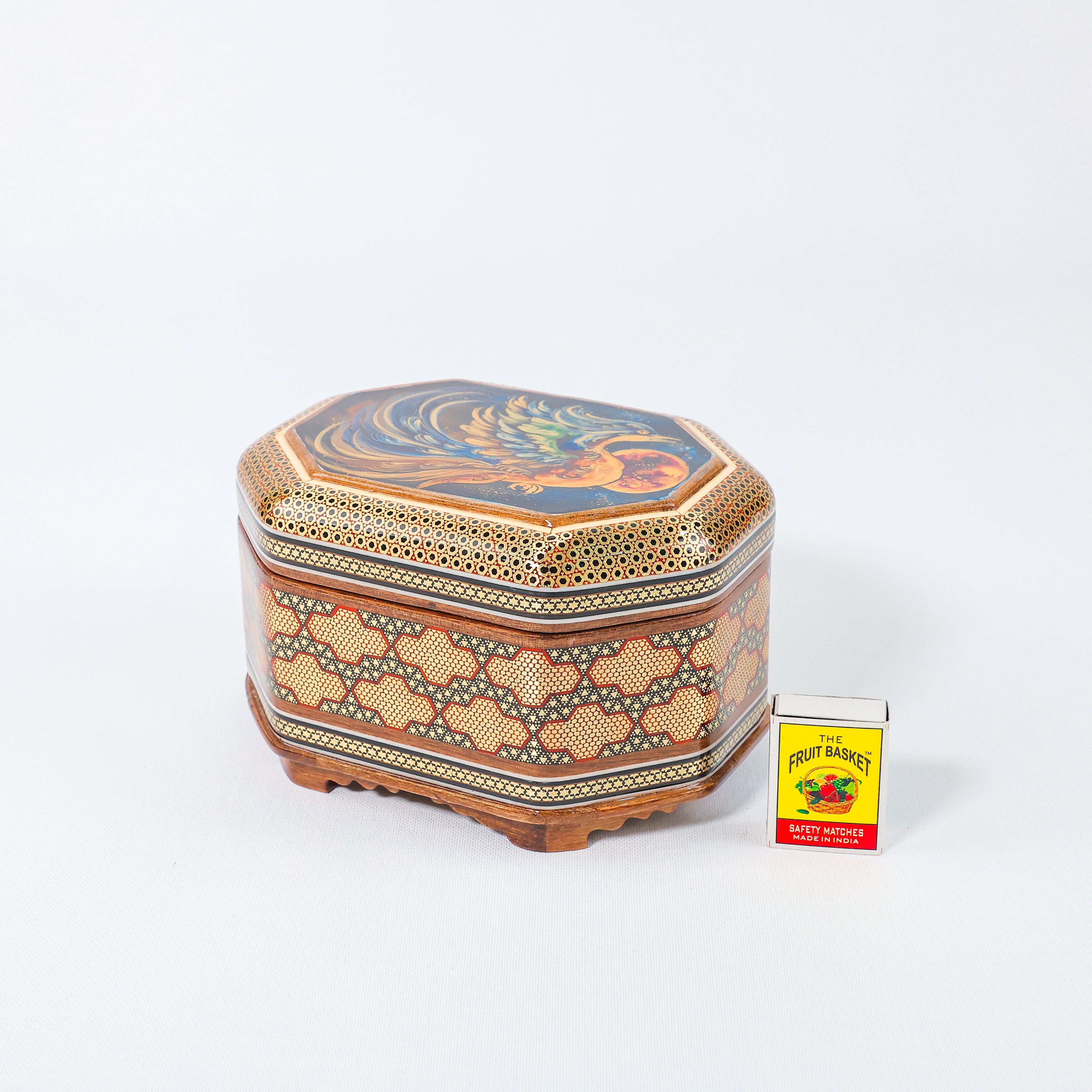 Rectangular Jewelry Box – Full Khatam – Hand-Painted – Khatam Interior – Size 14 × 18 cm