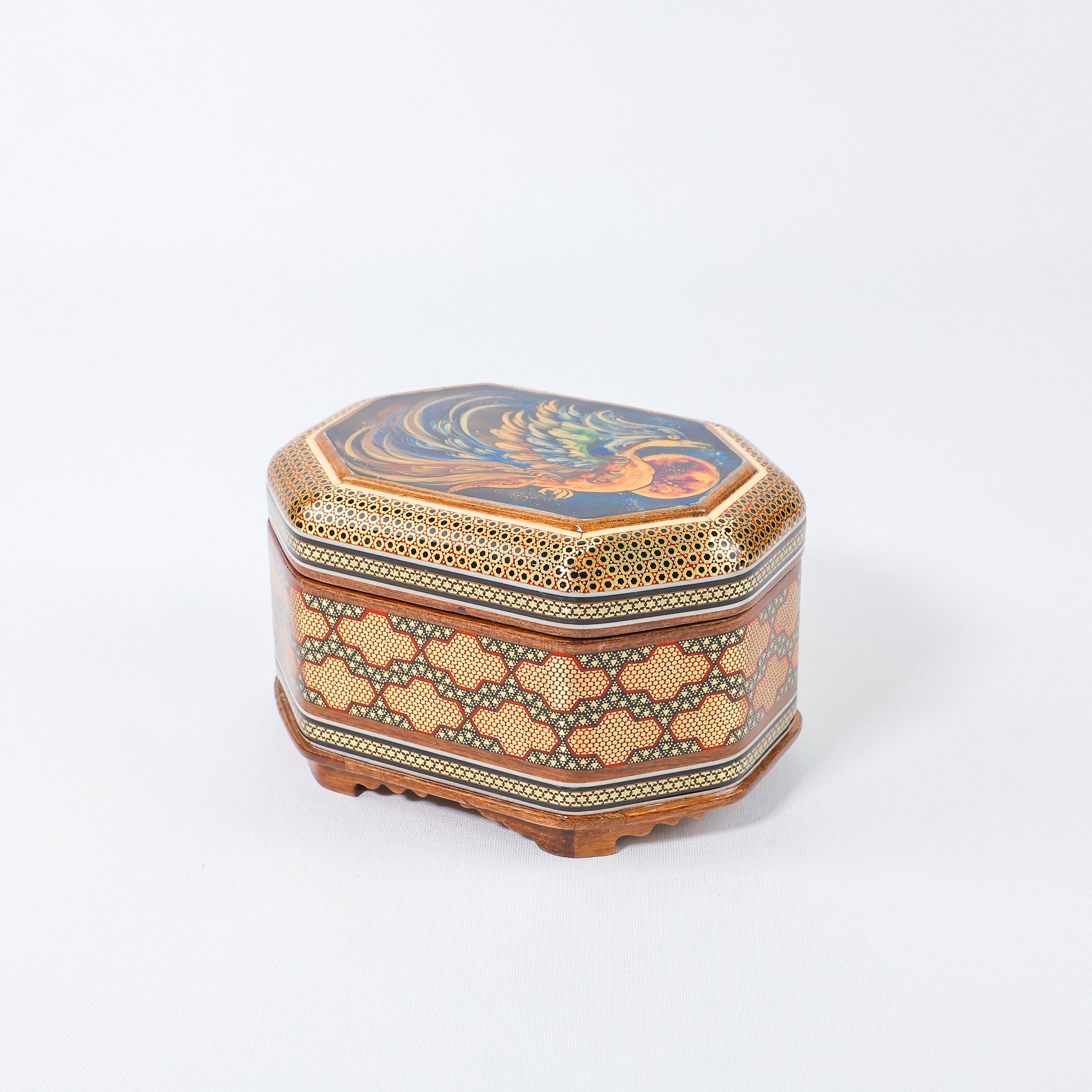 Rectangular Jewelry Box – Full Khatam – Hand-Painted – Khatam Interior – Size 14 × 18 cm