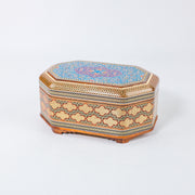 Octagonal Jewelry Box – Full Wire Khatam – Tazhib Painting – Size 16 × 24 cm