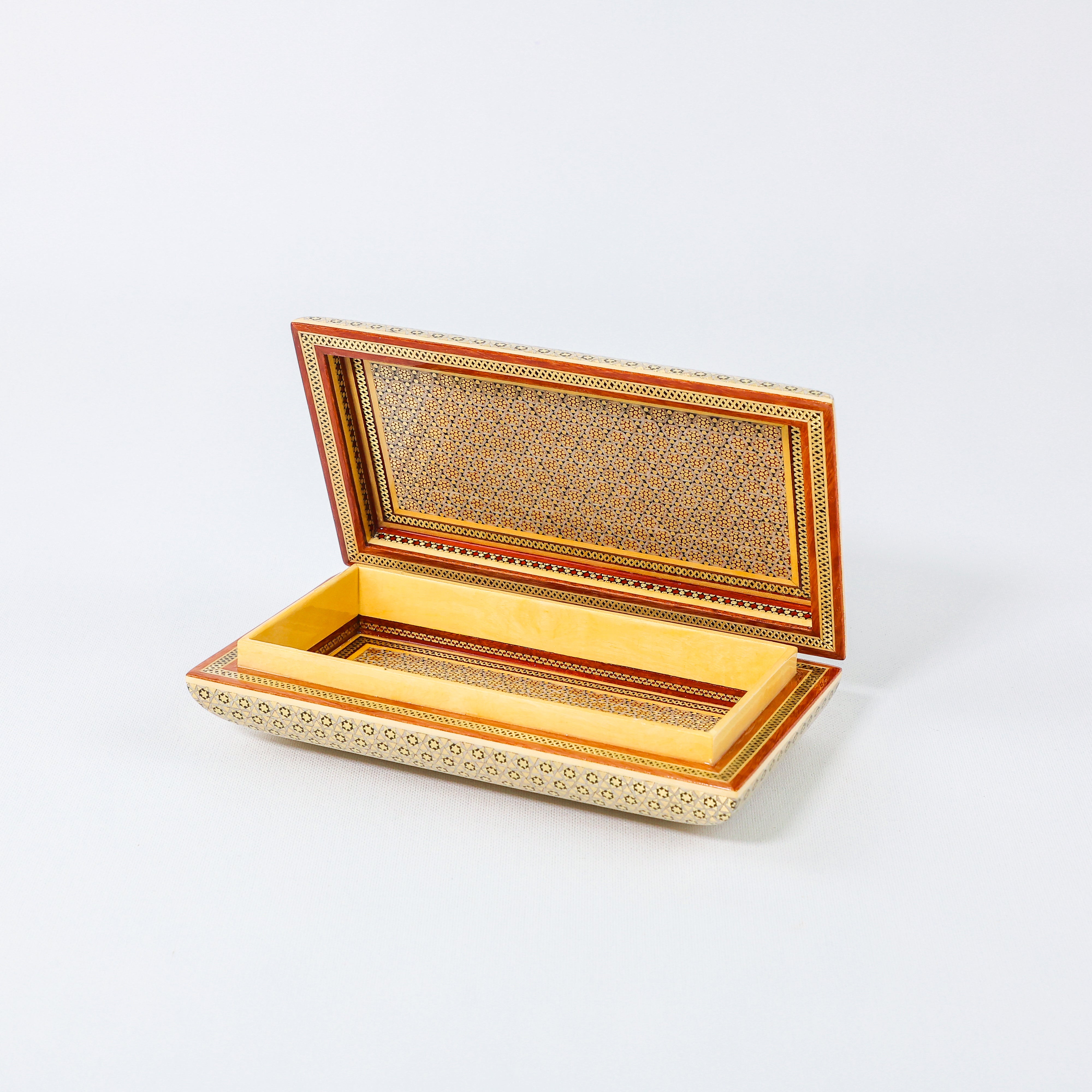 Khatam Box – Soap Shape – Arched Lid – Khatam Exterior – Size 19 × 11 cm