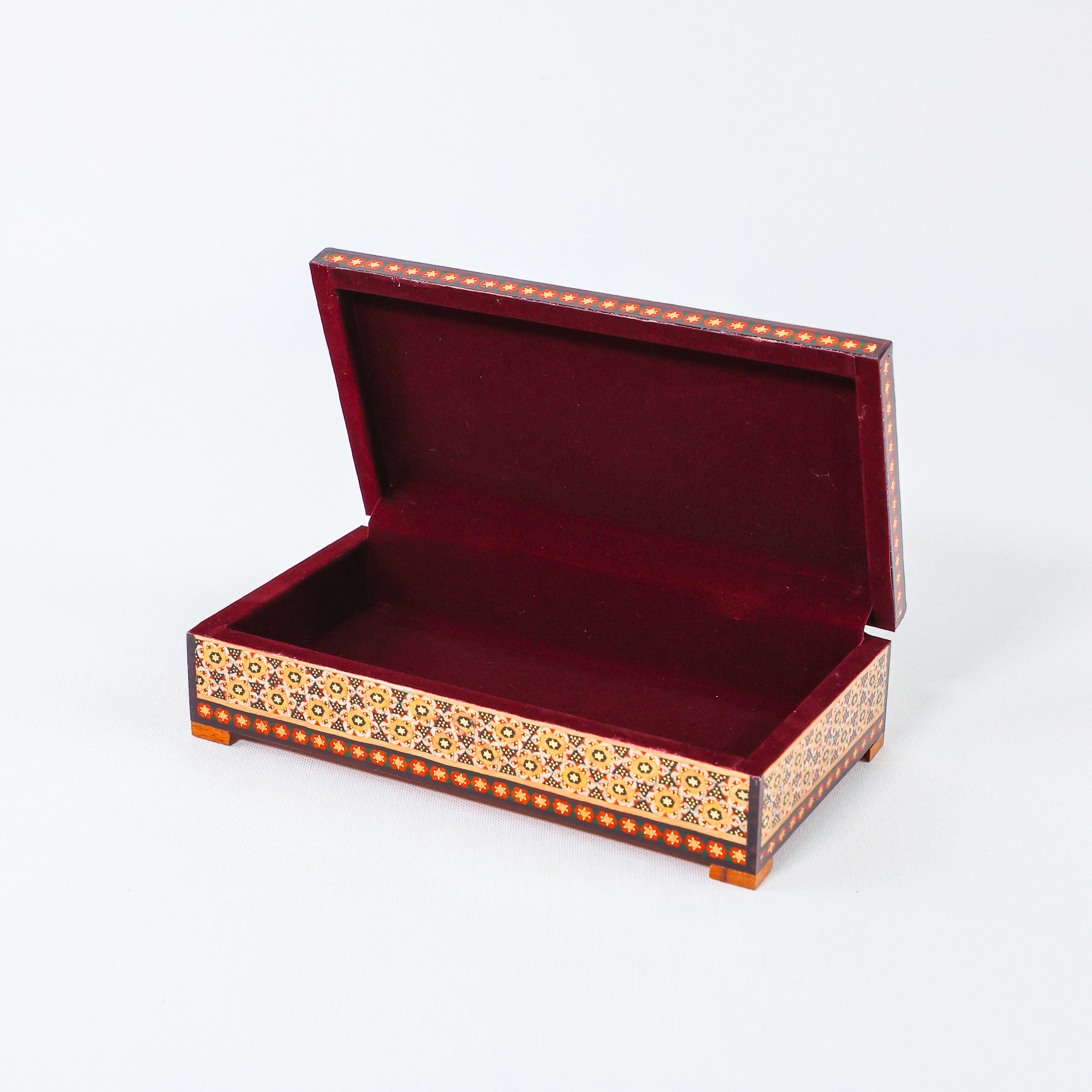 Glove Box – Khatam – Paravari Style – Hand-Painted Tazhib – Size 11 × 21 cm