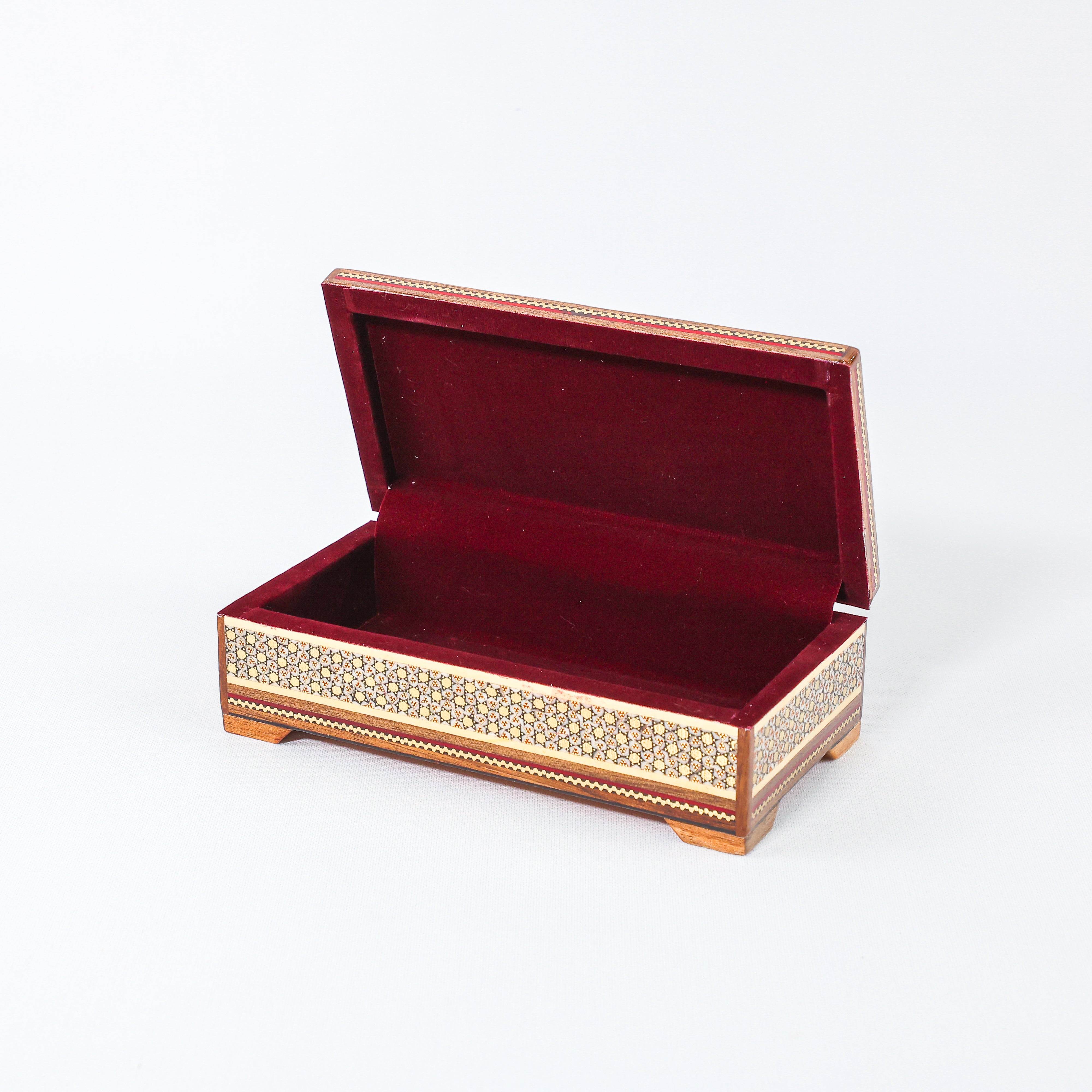 Khatam Box – Velvet Interior – Saudi State Emblem Design – Size 20 × 10 cm