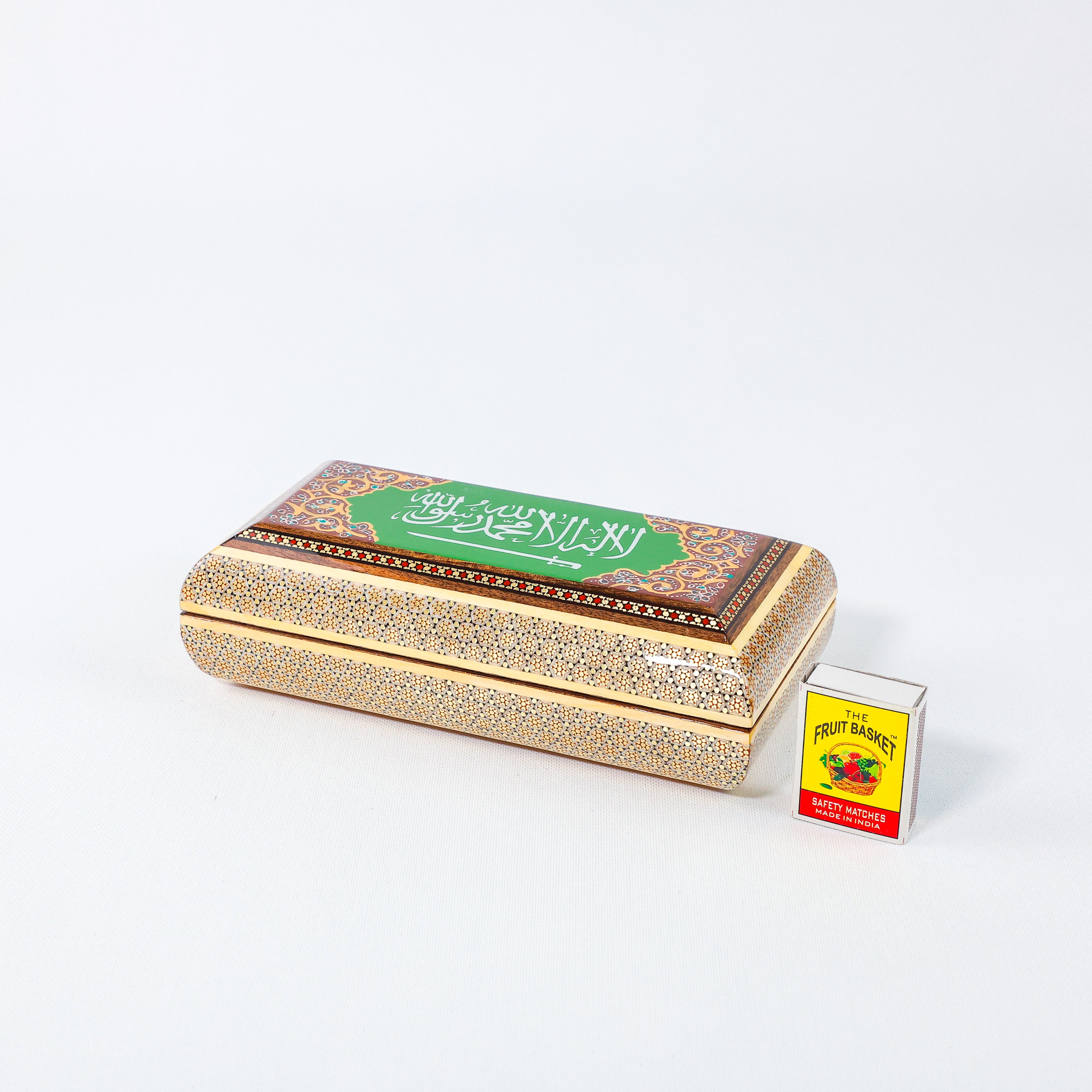 Khatam Box – Premium – “La Ilaha Illallah Muhammad Rasulullah” (Green) – Size 10 × 20 cm