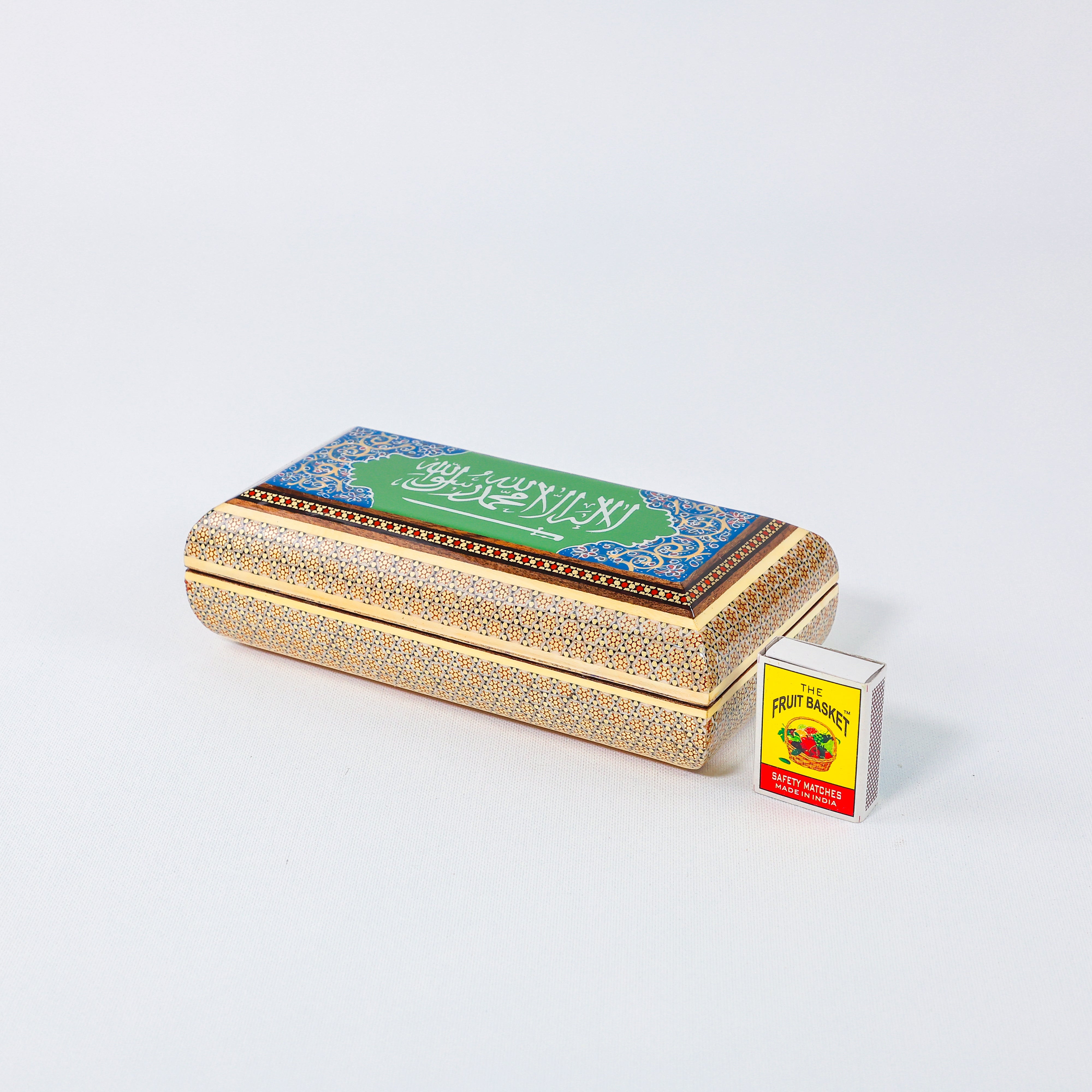 Khatam Box – Premium – “La Ilaha Illallah Muhammad Rasulullah” (Green) – Size 10 × 20 cm