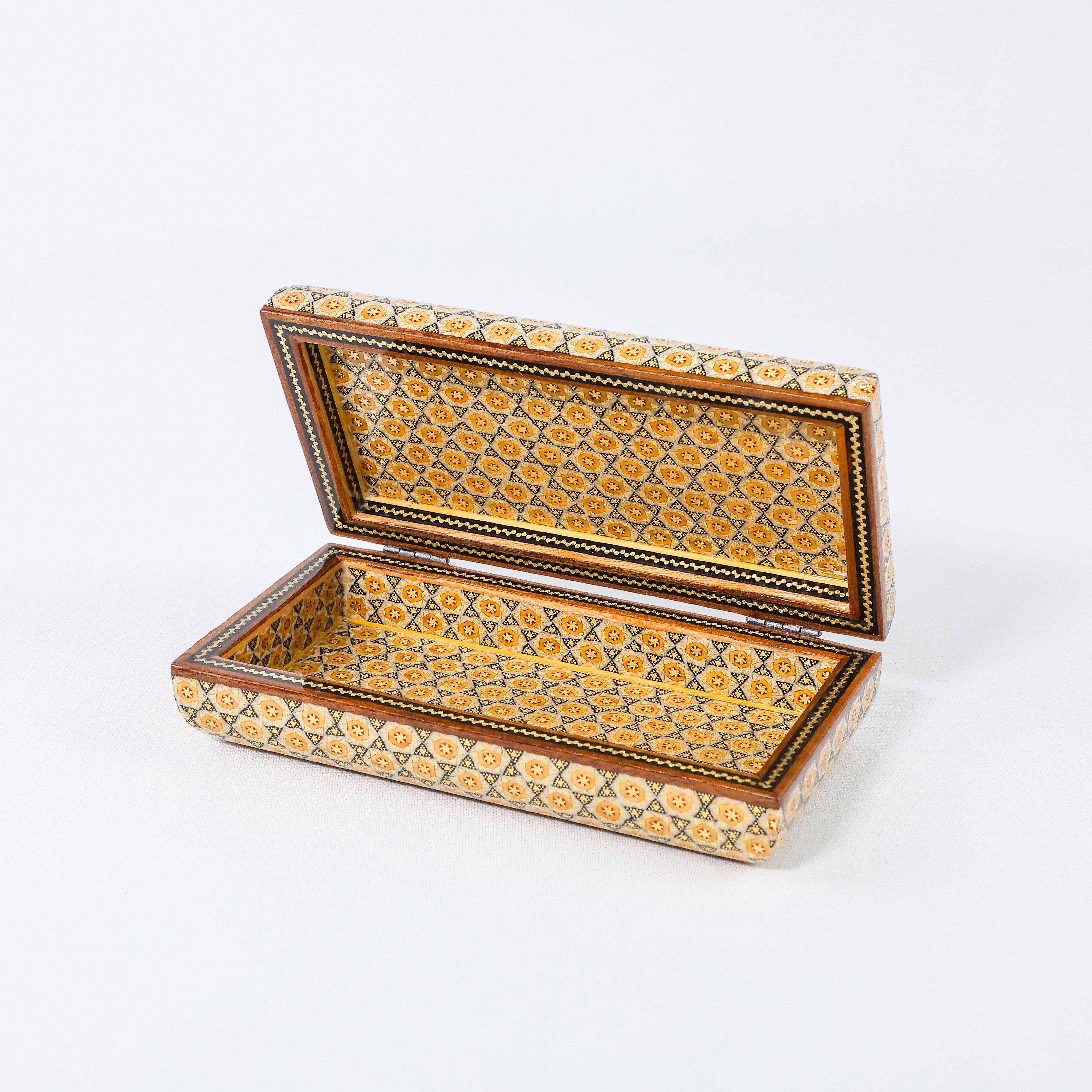 Khatam Box – Flower & Bird Painting – Khatam Interior – Size 10 × 20 cm