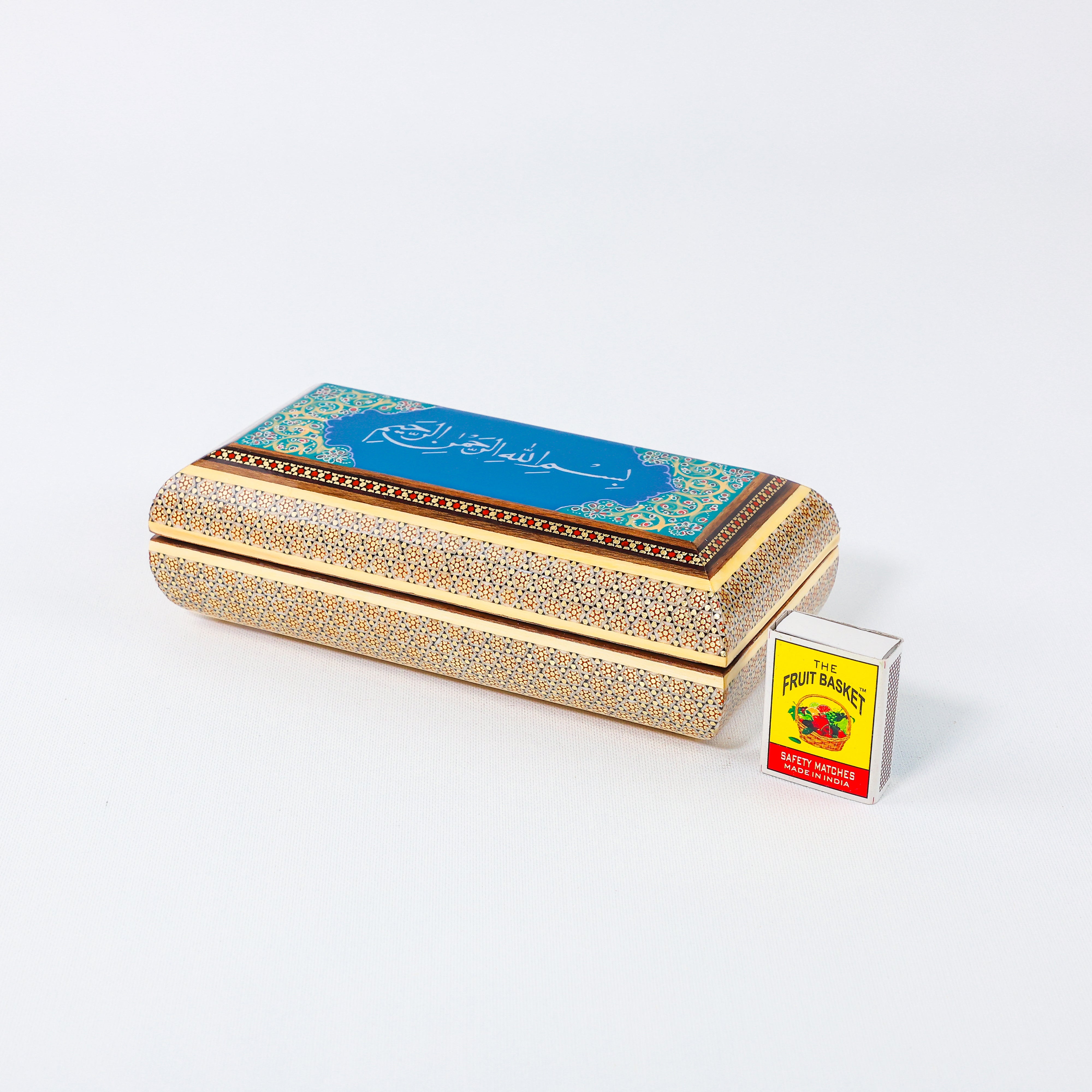 Khatam Box – Premium – “Bismillah Al-Rahman Al-Rahim” (Blue) – Size 10 × 20 cm