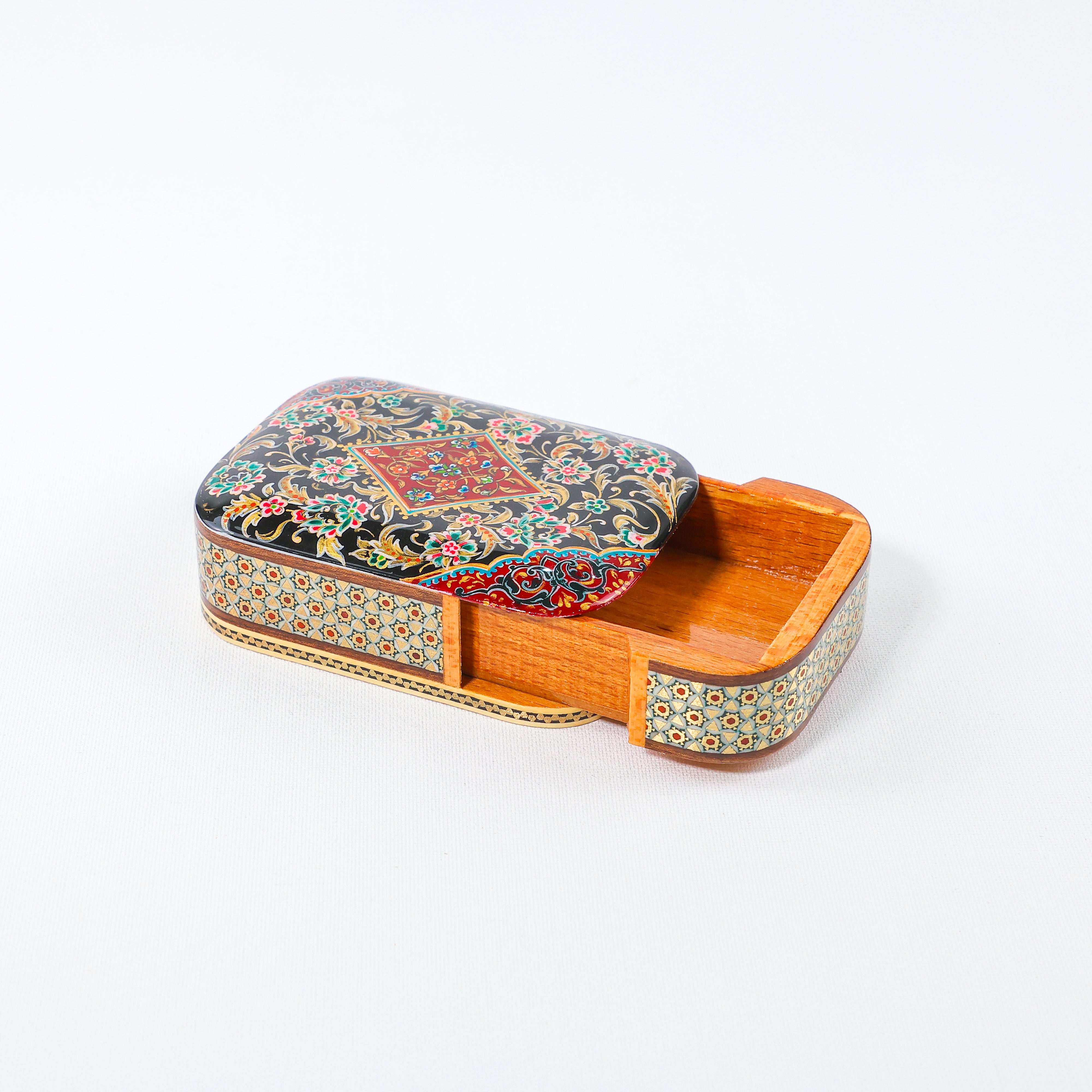 Khatam Slide Box – Khatam with Tazhib Painting – Drawer Style