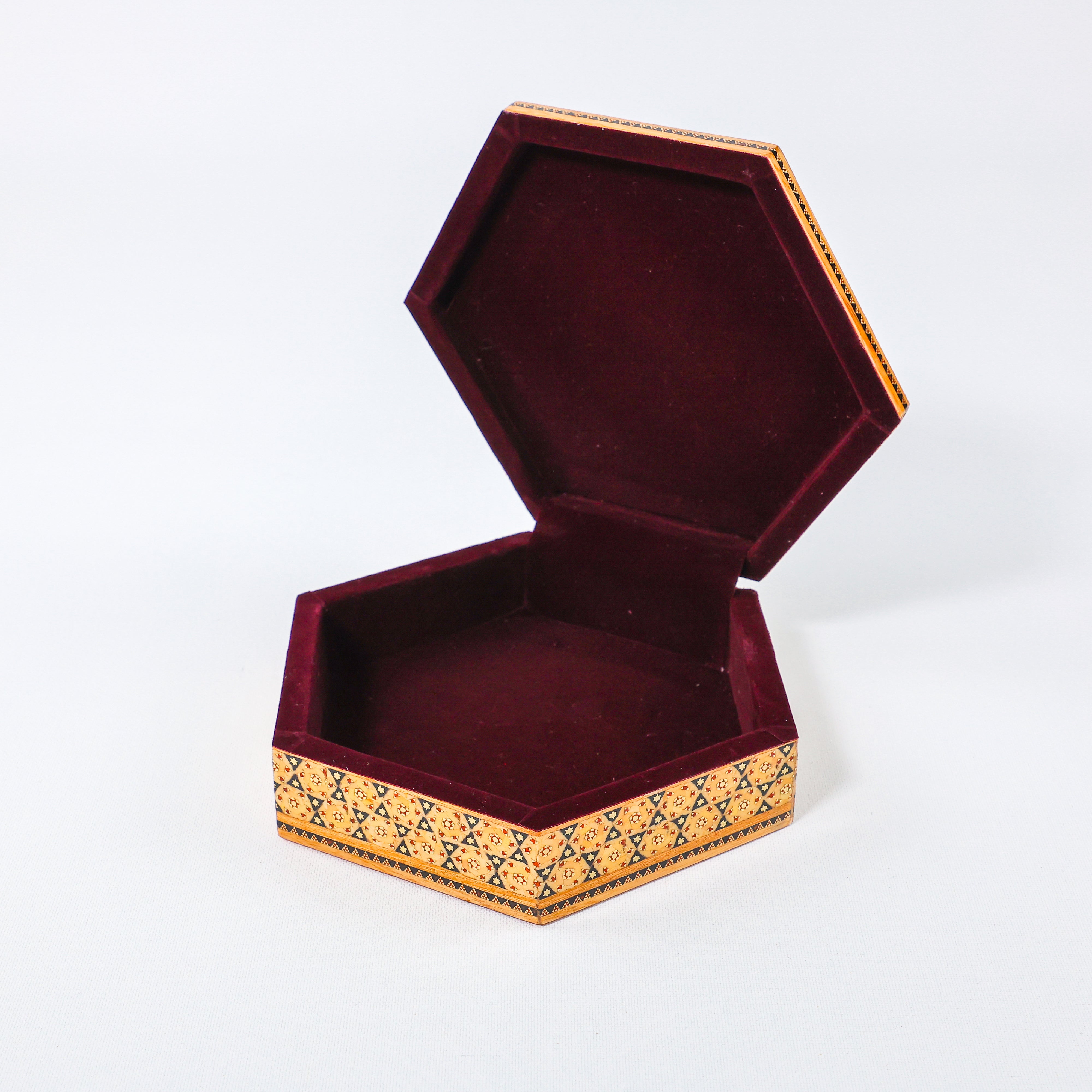 Hexagonal Box – Velvet Interior – Large Miniature Design