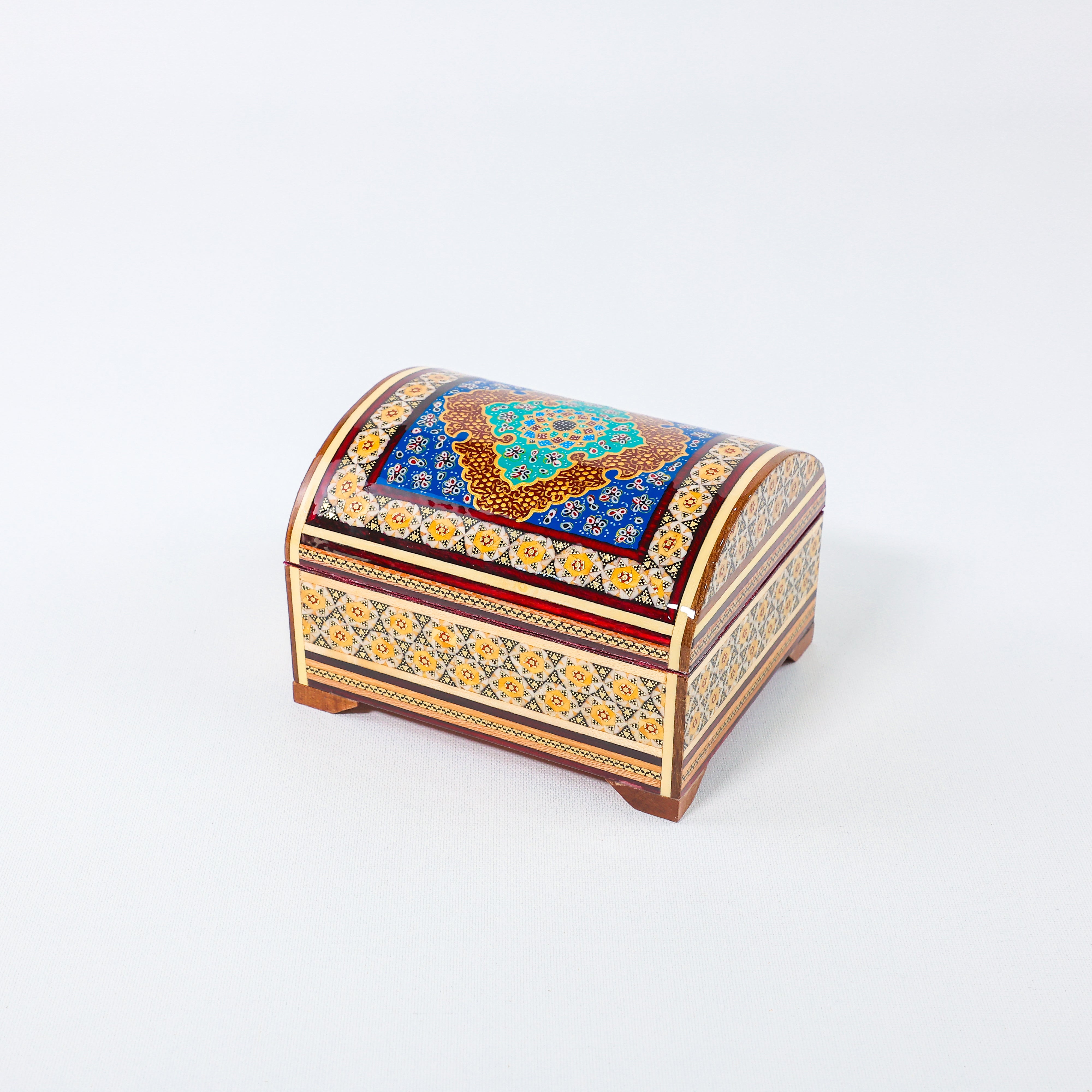 Khatam Chest – Full Khatam – Khatam Interior – Hand-Painted Tazhib – Size 10 × 14 cm