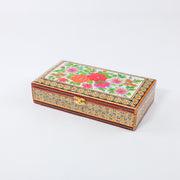 Glove Box – Flower & Bird Painting – Velvet Interior – Size 12 × 22 cm