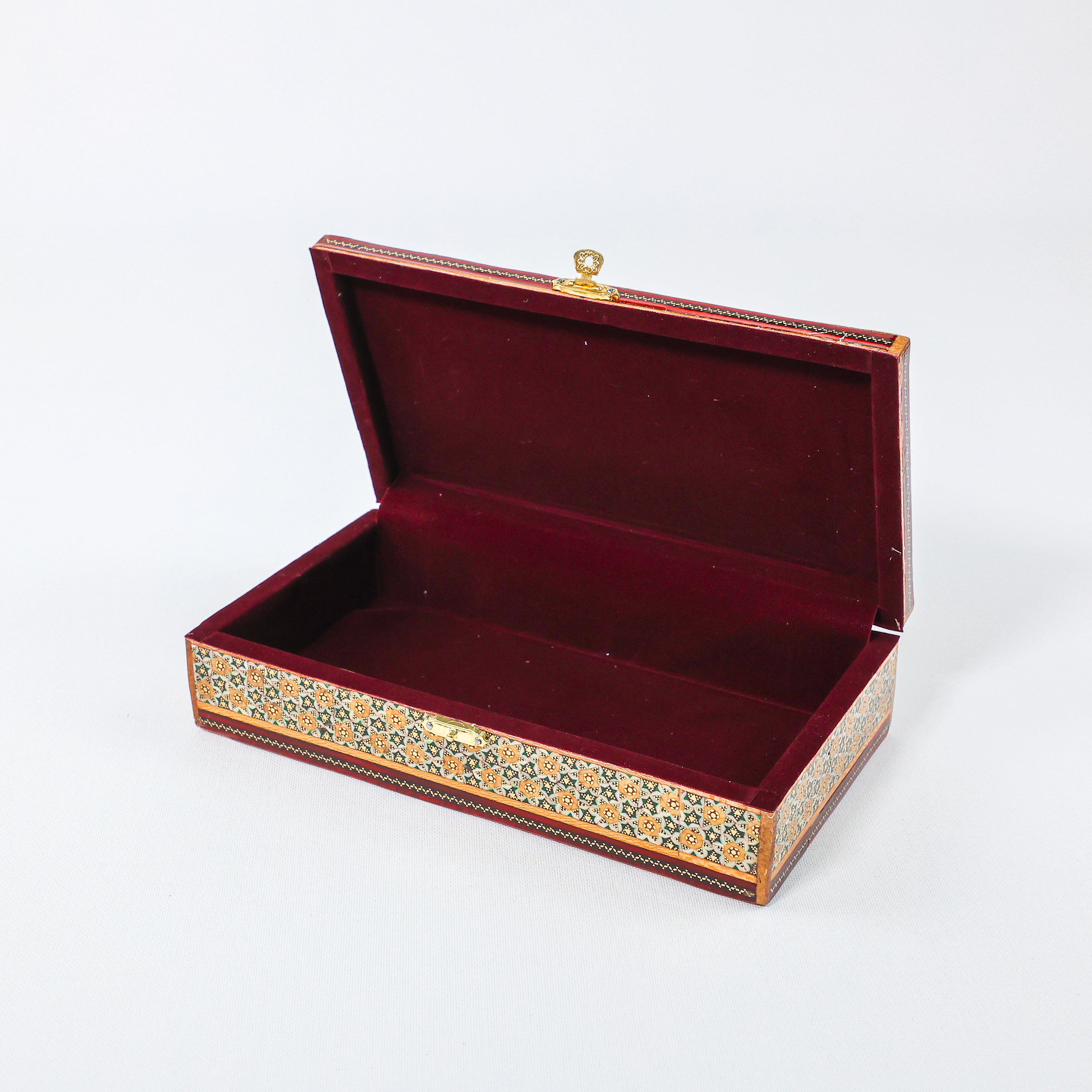 Glove Box – Flower & Bird Painting – Velvet Interior – Size 12 × 22 cm