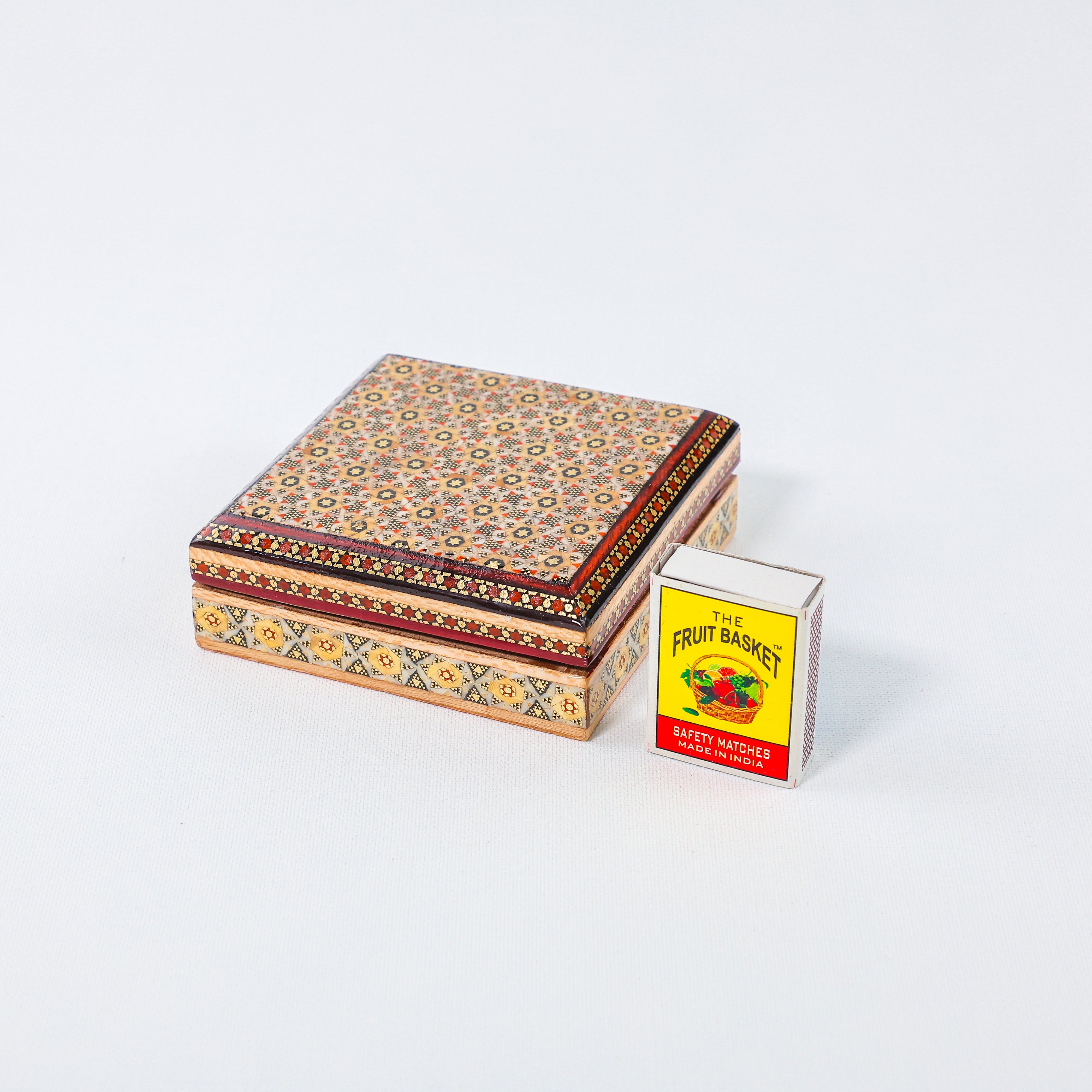 Khatam Box – Wooden Interior – Size 10 × 10 cm