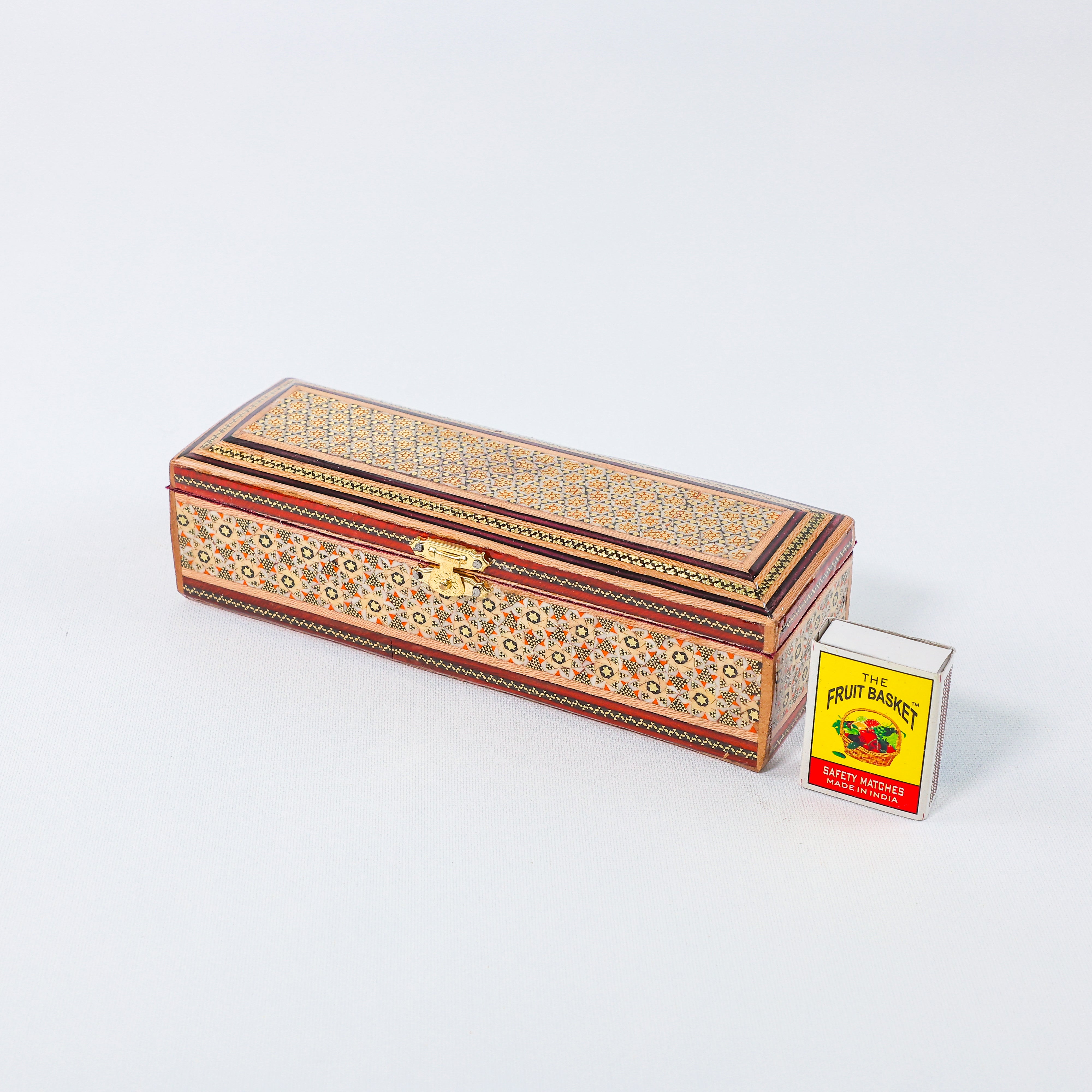 Hinged Pen Case – Full Khatam – Khatam Interior – Size 20 × 6 cm