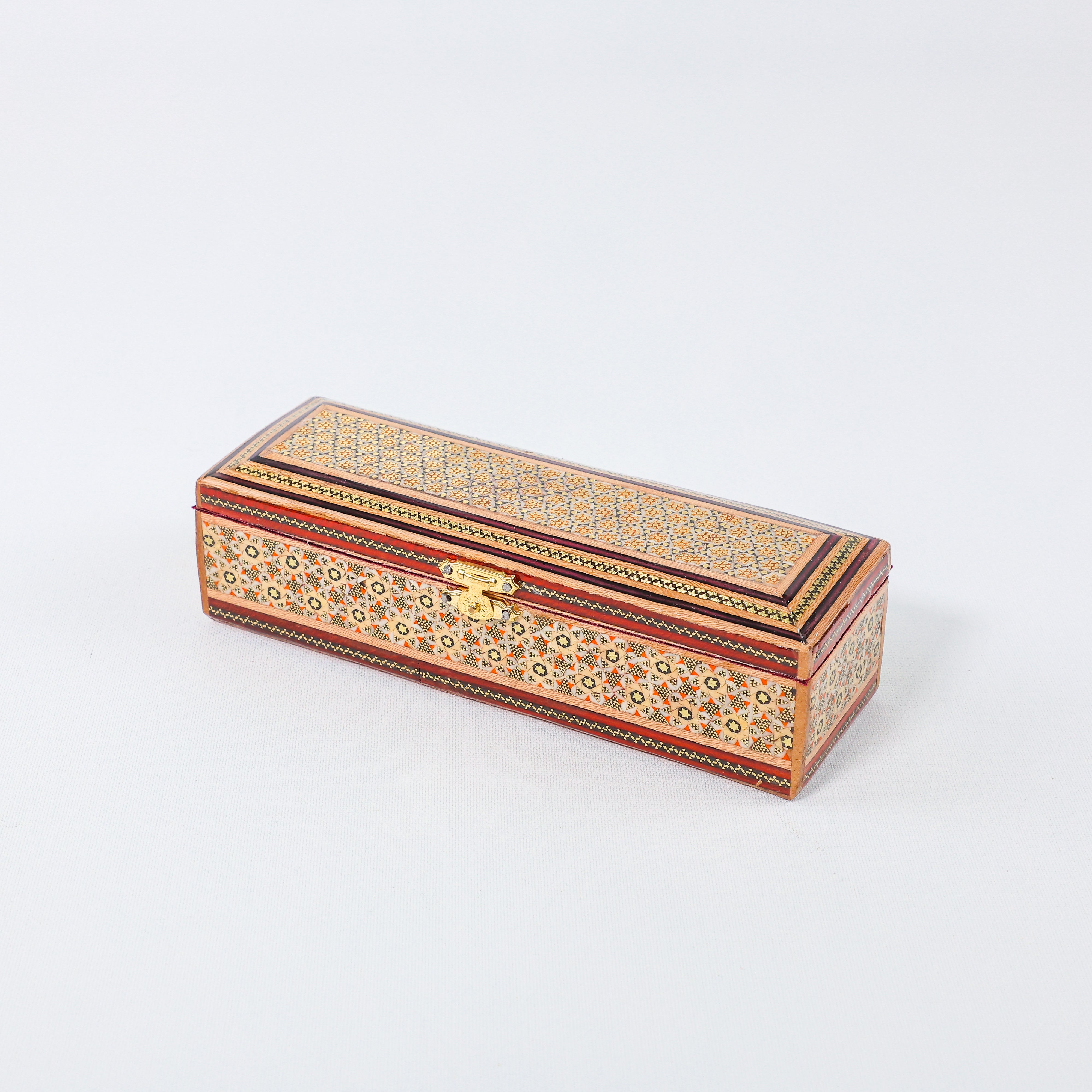 Hinged Pen Case – Full Khatam – Khatam Interior – Size 20 × 6 cm