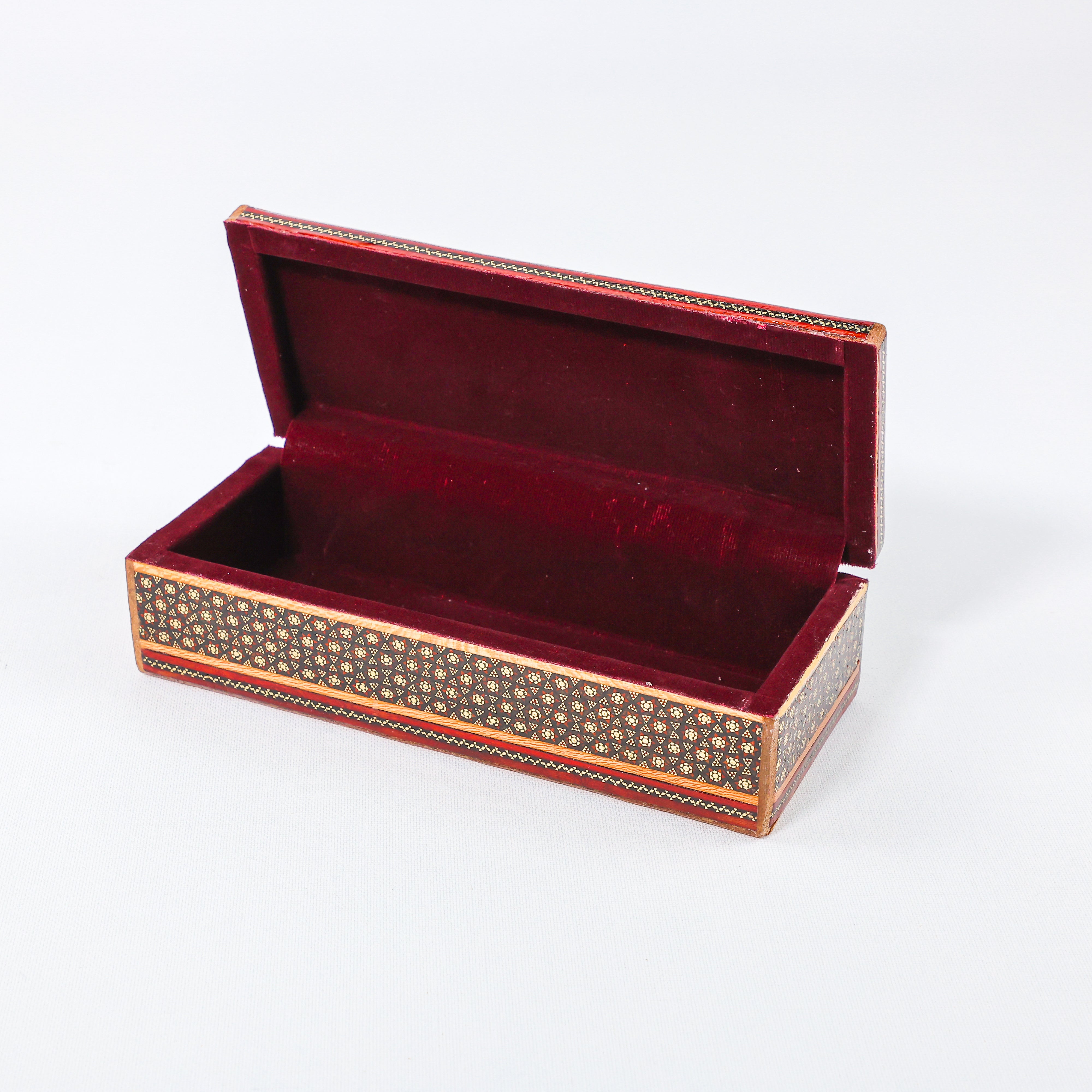 Khatam Box – Straight Sides – Velvet Interior – Size 10 × 20 cm