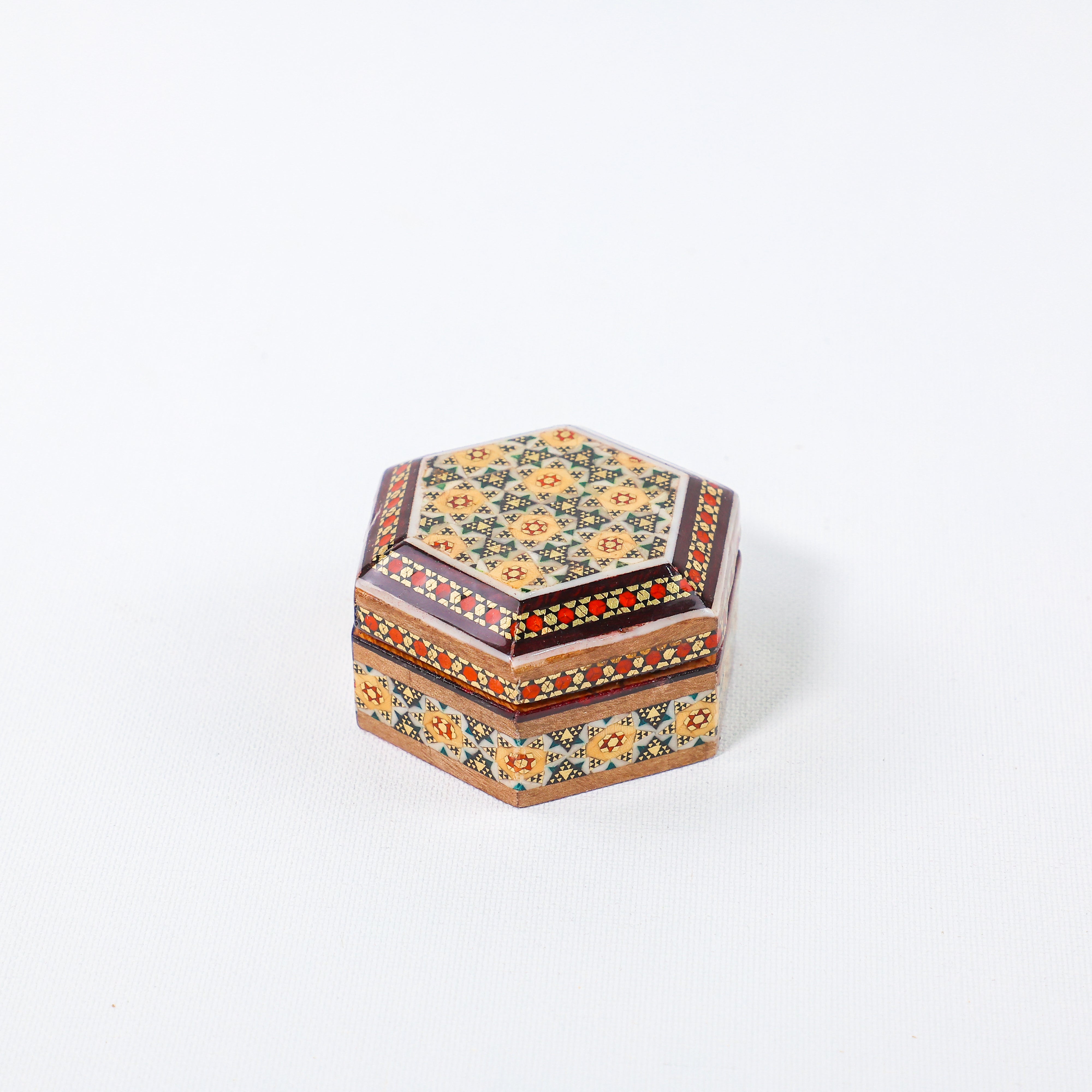 Standard Coin Box – Velvet Interior – Khatam – Octagonal Round