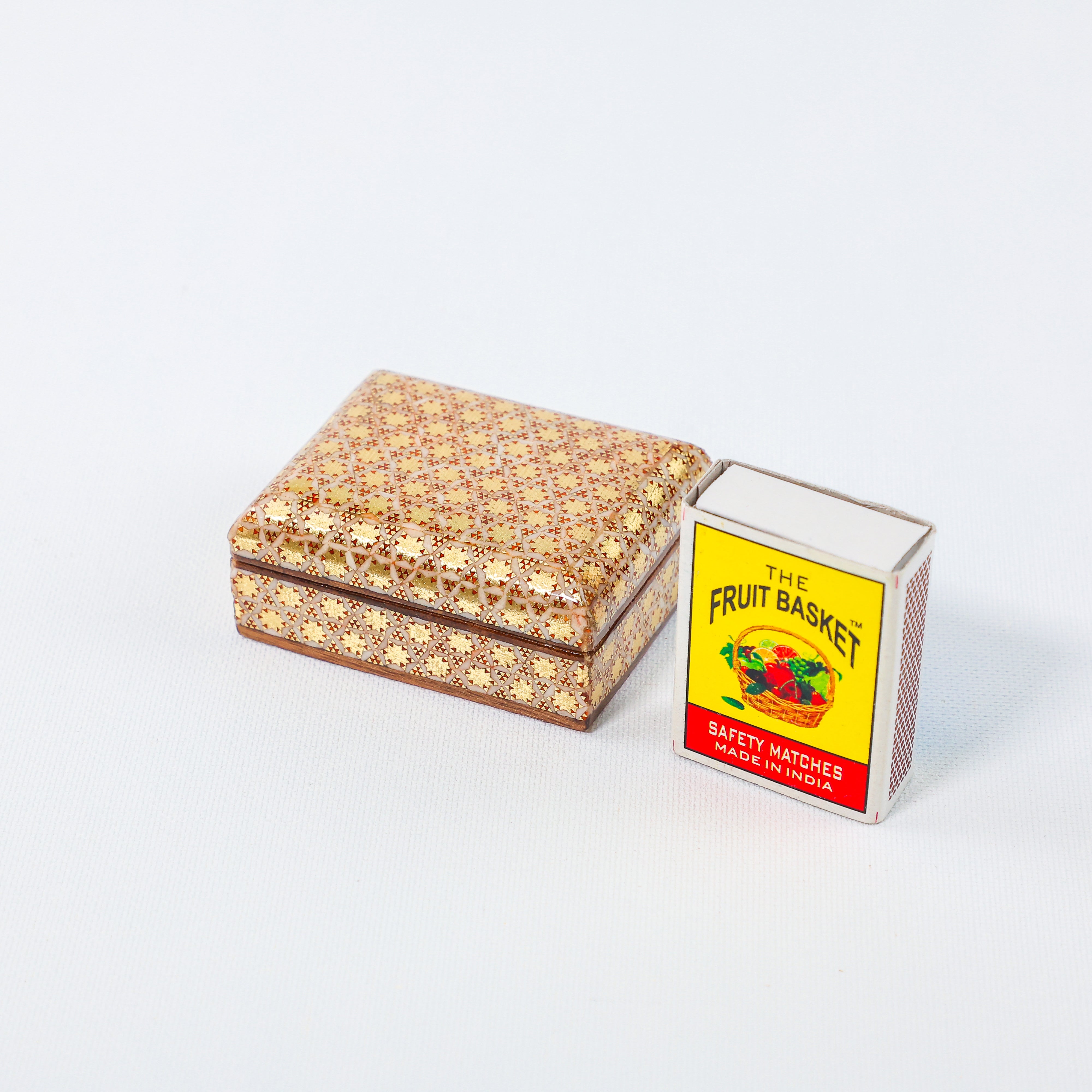 Rectangular Coin Box – Bone Khatam – Beechwood Interior