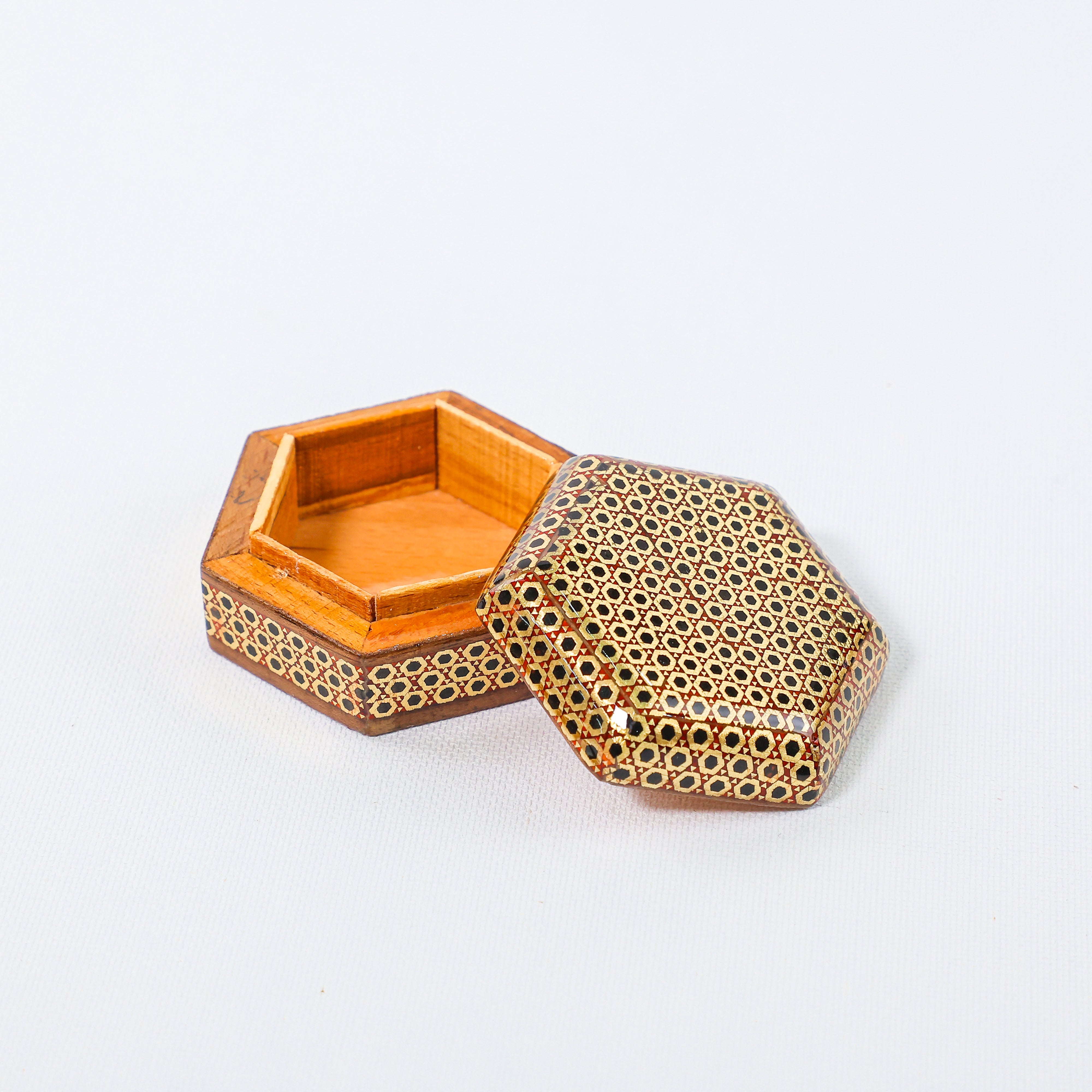 Octagonal Coin Box – Bone Khatam – Beechwood Interior