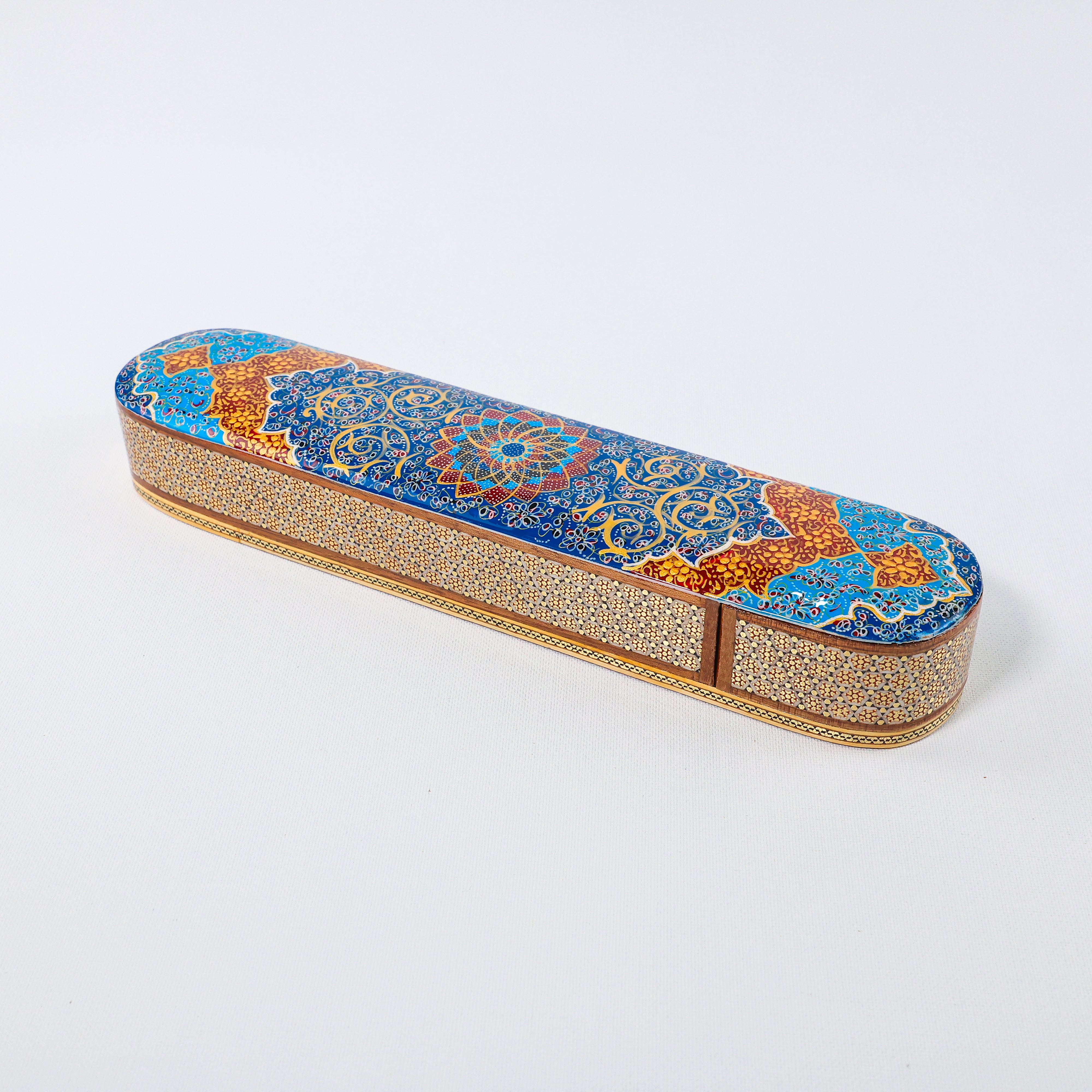 Plectrum Holder – Glass Khatam – Premium – Beechwood Interior – Tazhib Painting – Size 30 cm