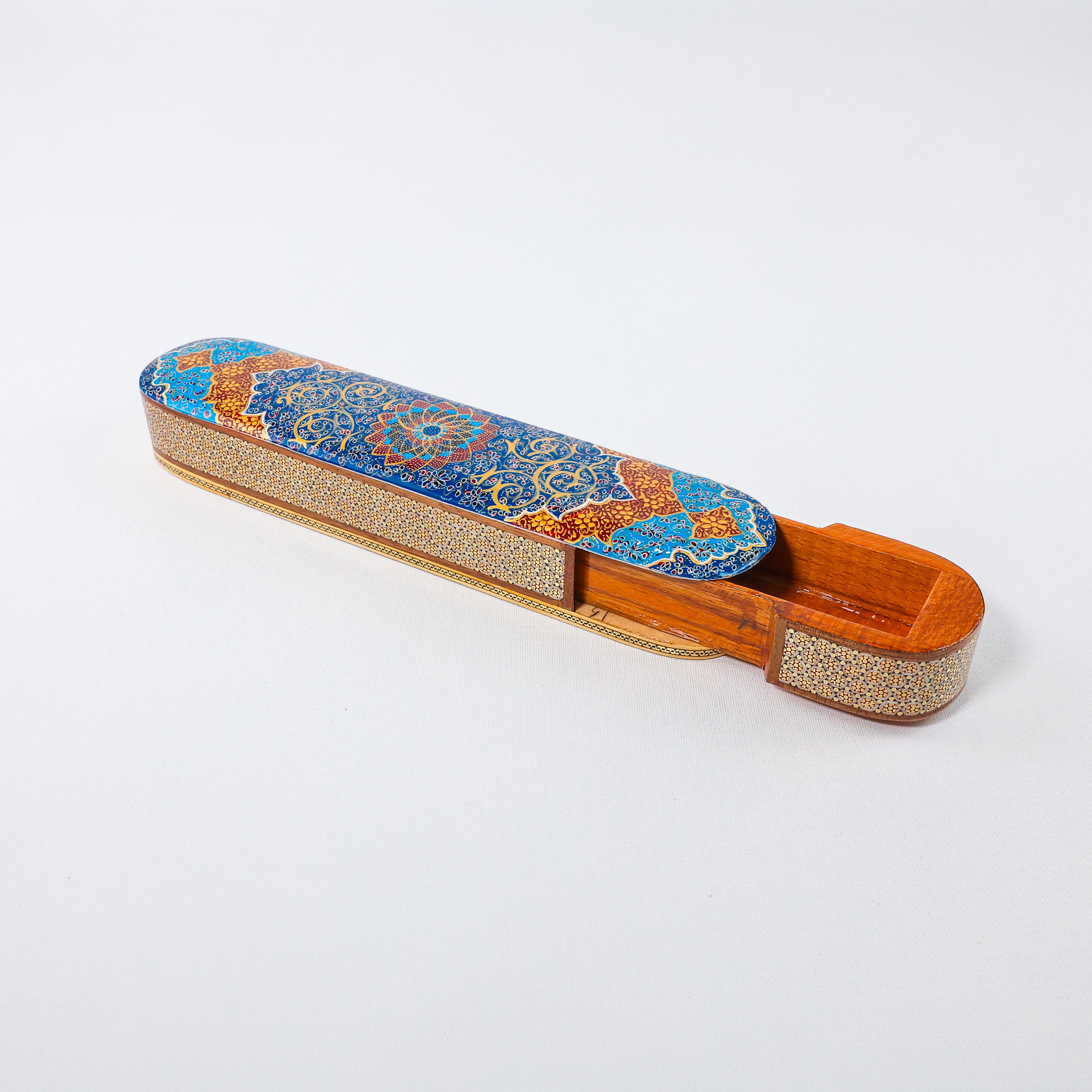 Plectrum Holder – Glass Khatam – Premium – Beechwood Interior – Tazhib Painting – Size 30 cm