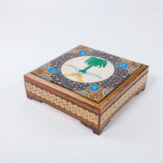Khatam Box – Velvet Interior – Saudi State Emblem Design – Size 20 × 20 cm
