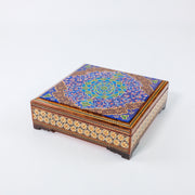 Khatam Box – Velvet Interior – Tazhib Painting – Size 20 × 20 cm