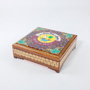 Khatam Box – Velvet Interior – State of Qatar Old Emblem Design – Size 20 × 20 cm