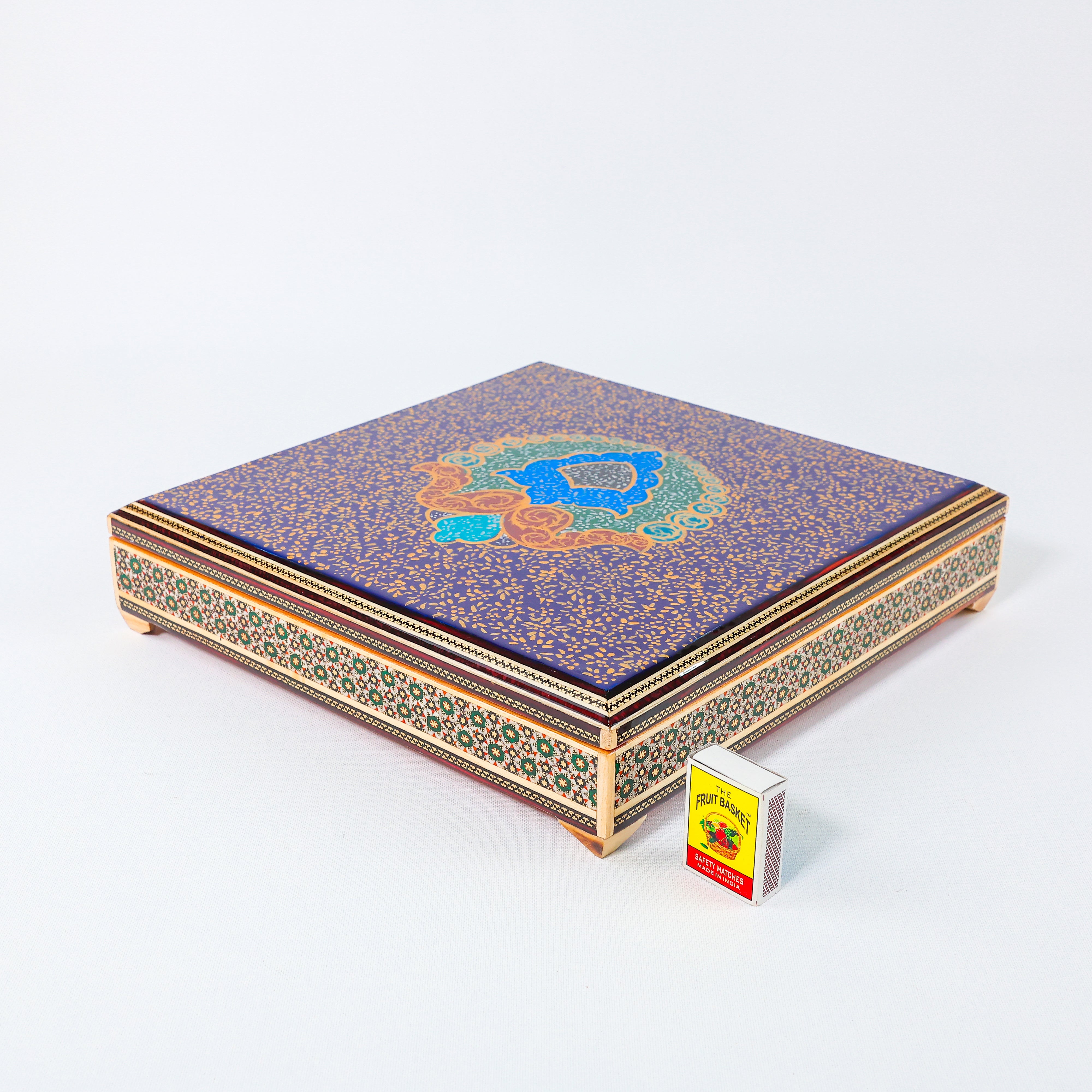 Decorative Box – Tazhib Painting – Beechwood Interior – Size 30 × 30 cm