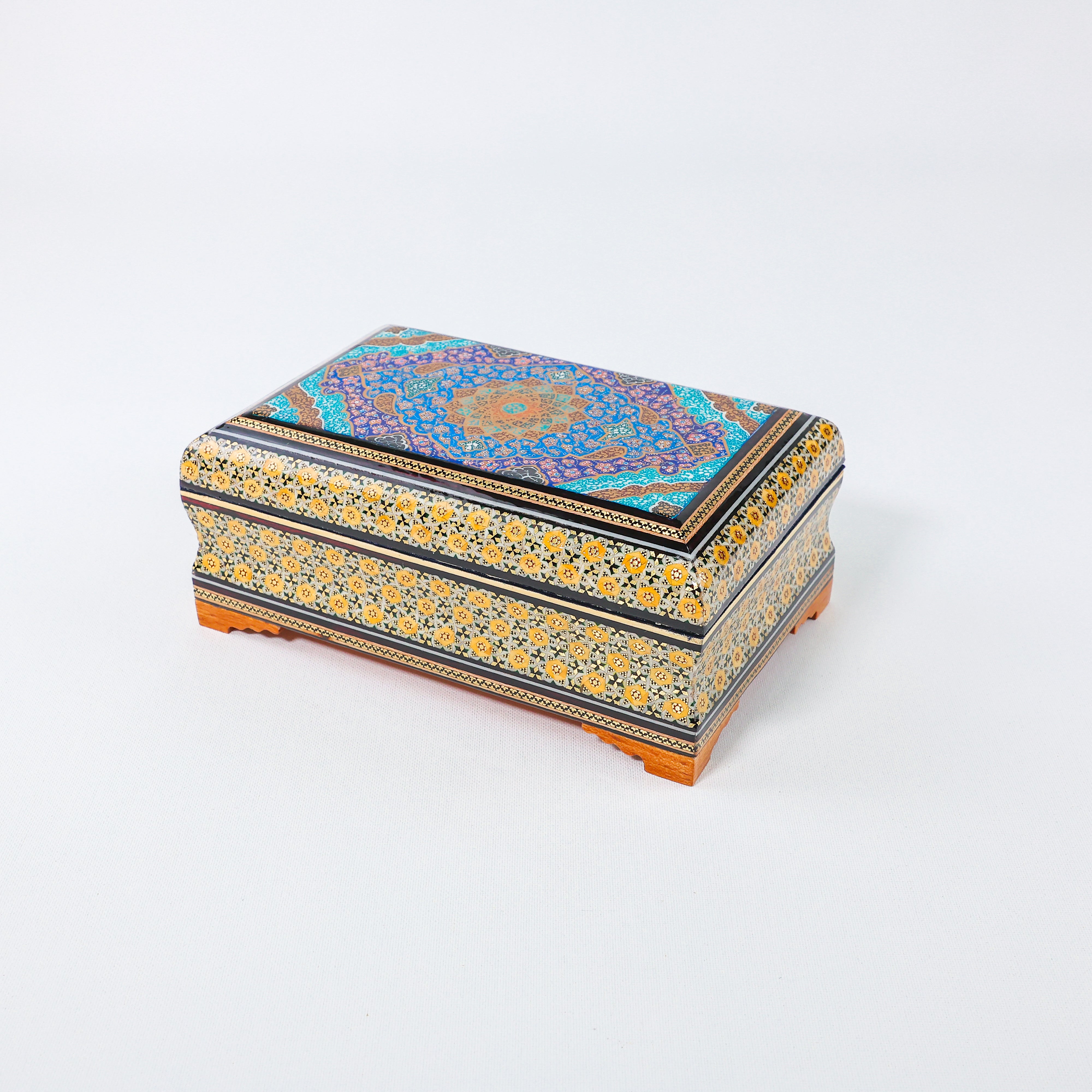 Seeded Box – Standard – Velvet Interior – Khatam & Tazhib – Size 22 × 14 cm