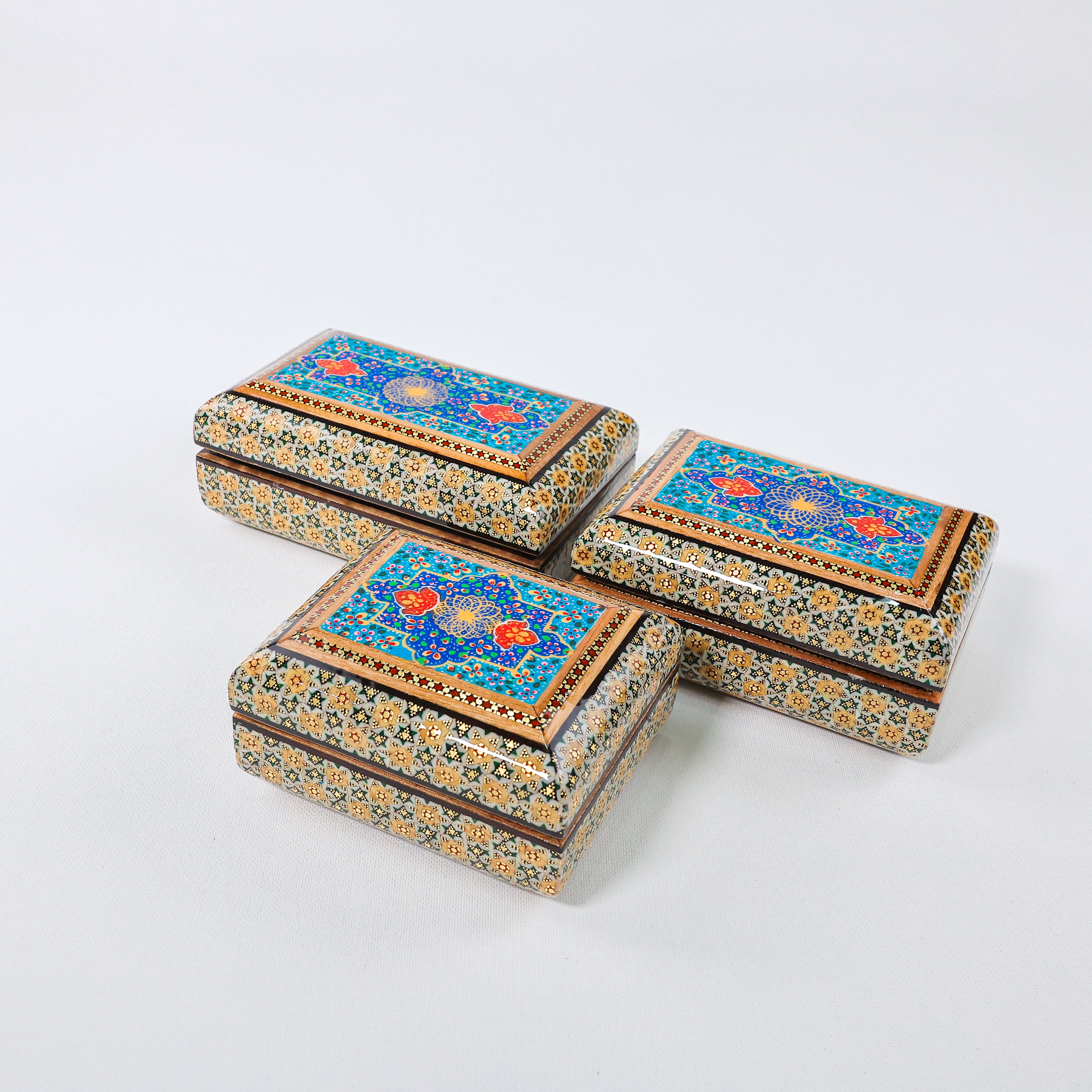 Full Khatam Bone Inlay Box – Tazhib Painting – Size 10 × 16 cm