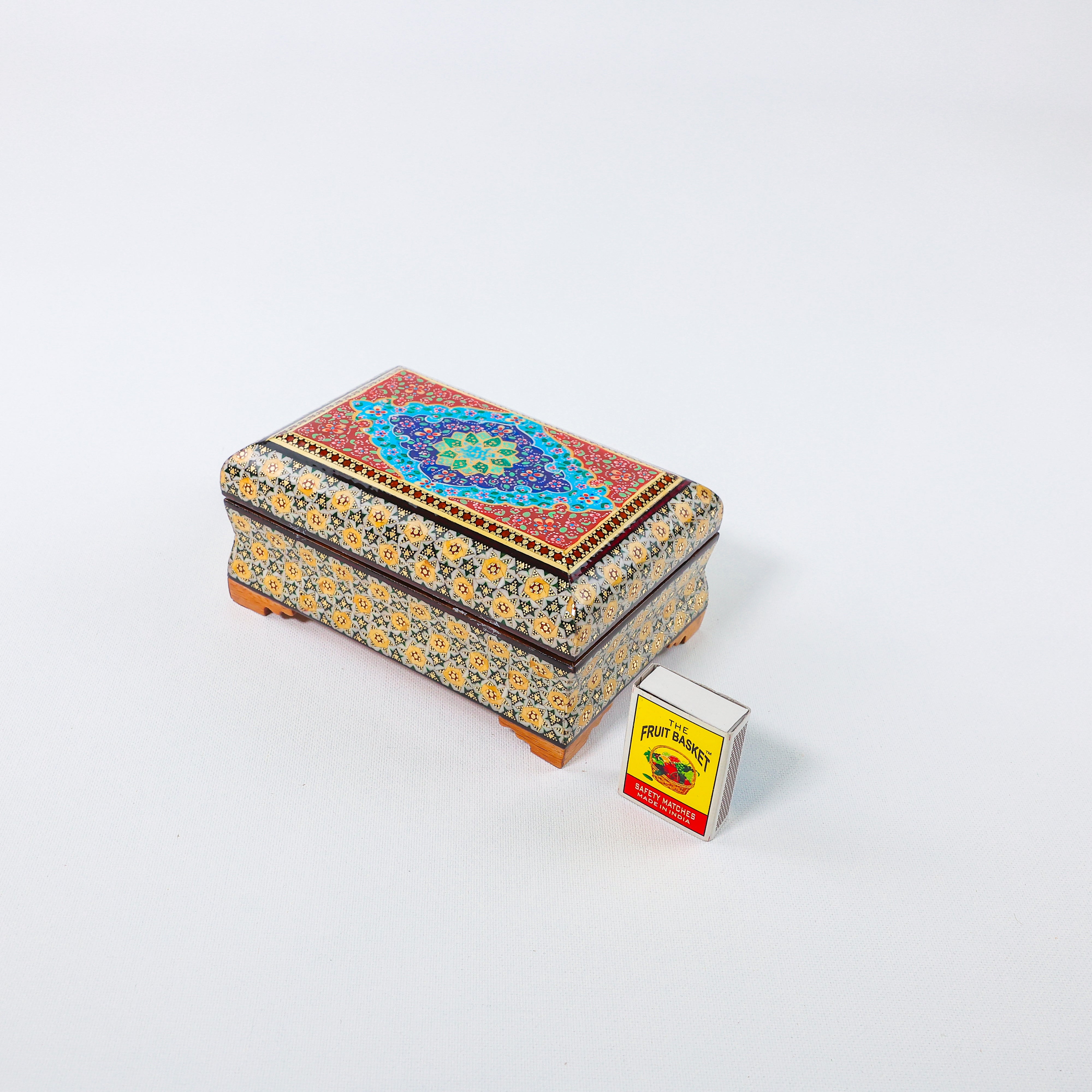 Full Khatam Bone Inlay Box – Tazhib Painting – Size 10 × 16 cm